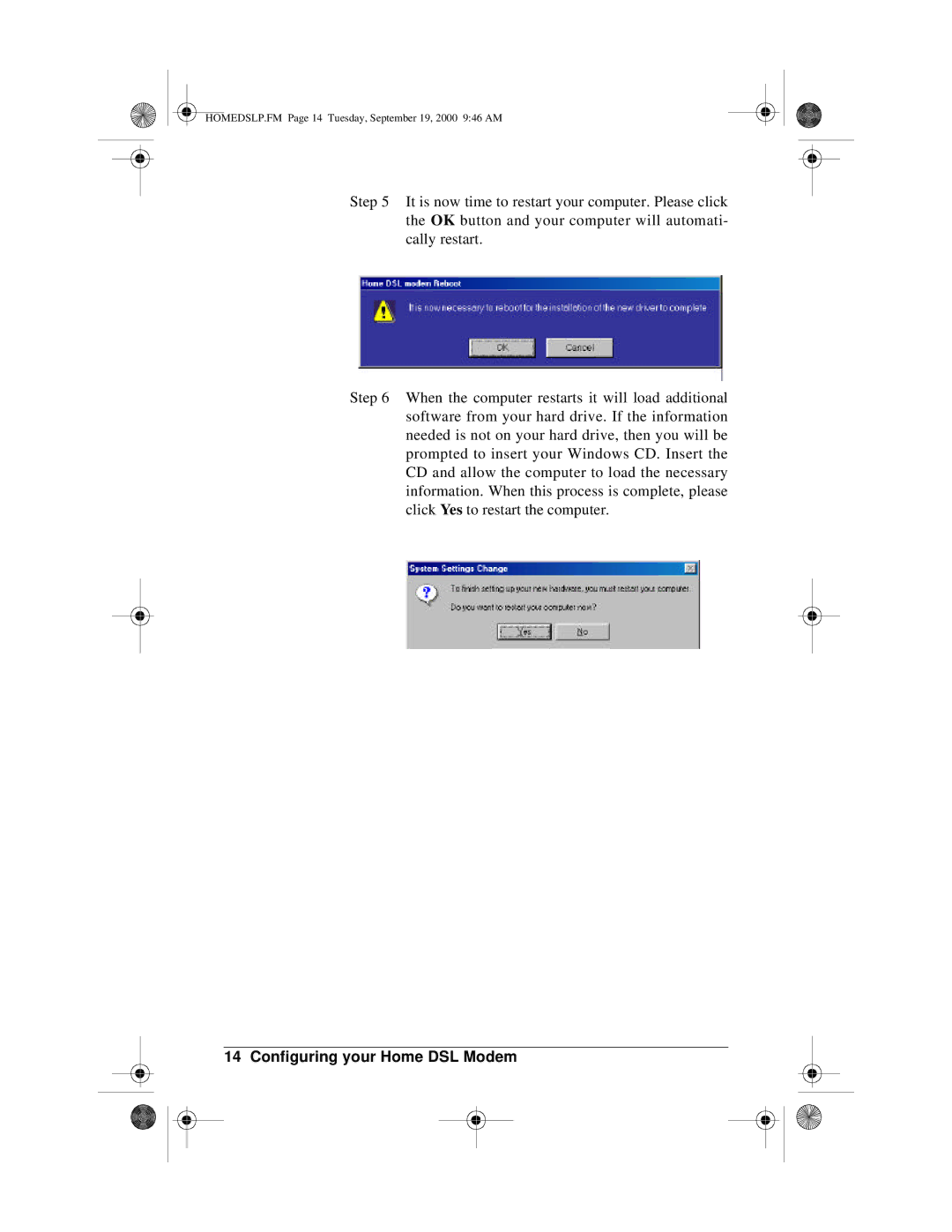 Actiontec electronic PCI0839-01 manual HOMEDSLP.FM Page 14 Tuesday, September 19, 2000 946 AM 