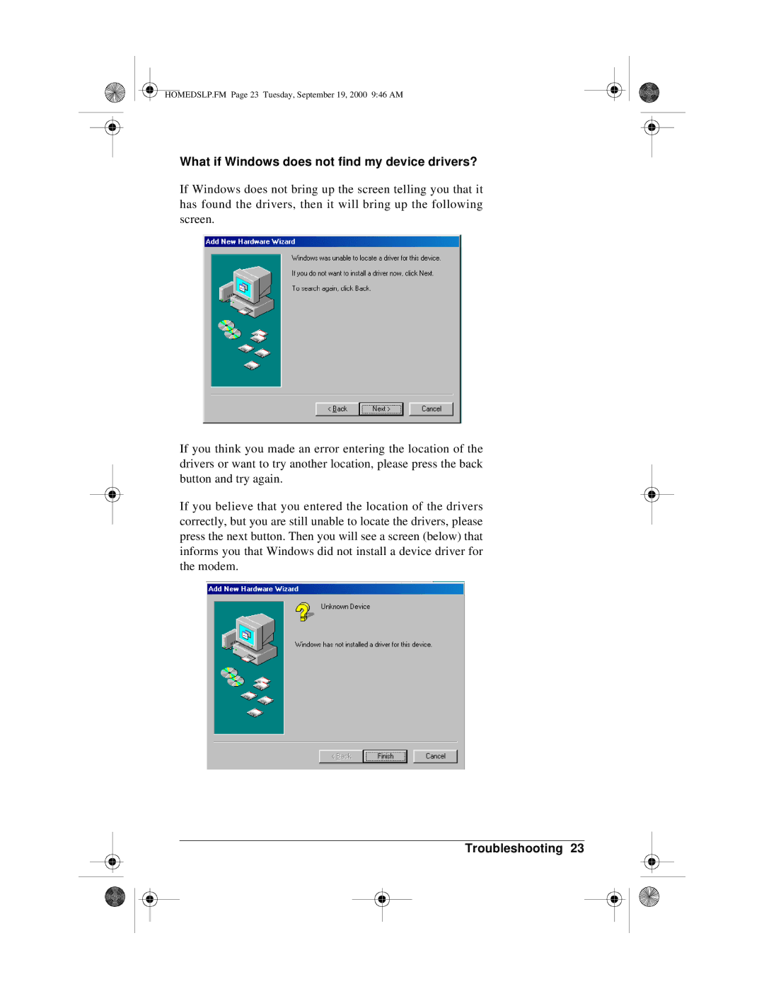 Actiontec electronic PCI0839-01 manual What if Windows does not find my device drivers? 