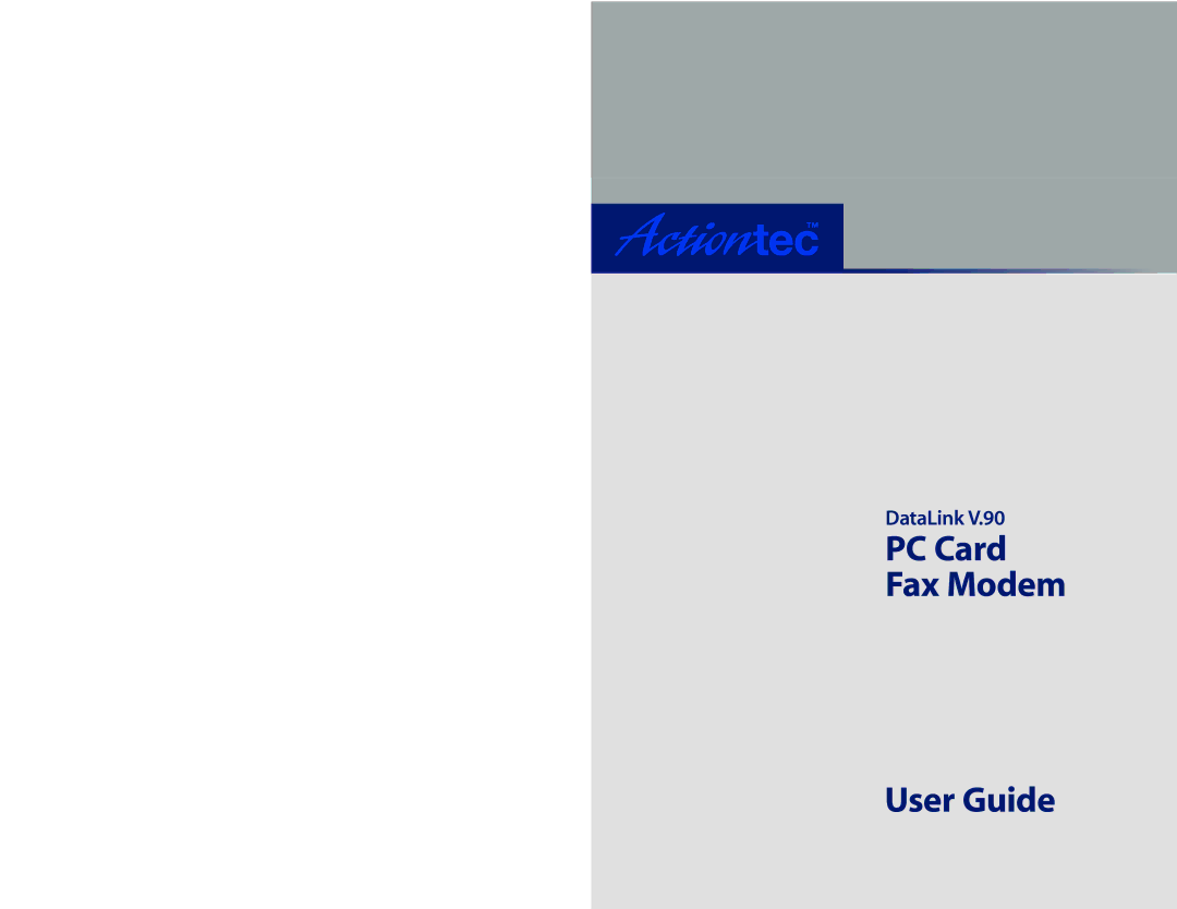 Actiontec electronic PCMCIA manual PC Card Fax Modem User Guide 