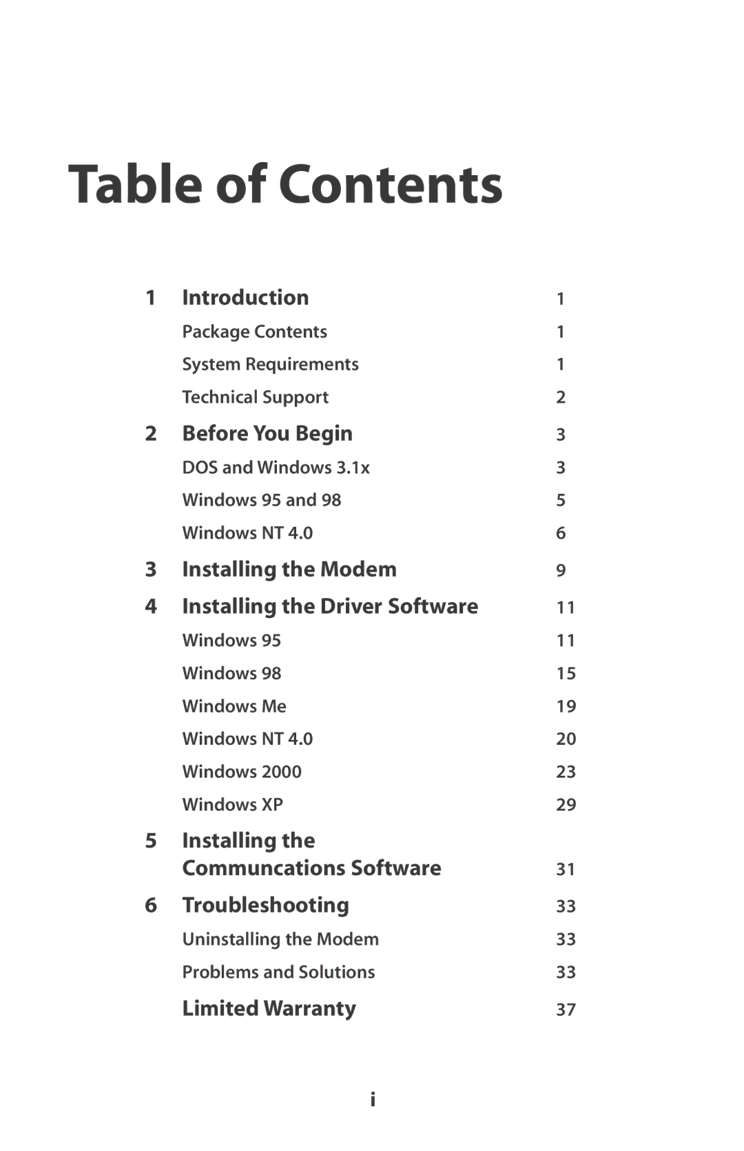 Actiontec electronic PCMCIA manual Table of Contents 