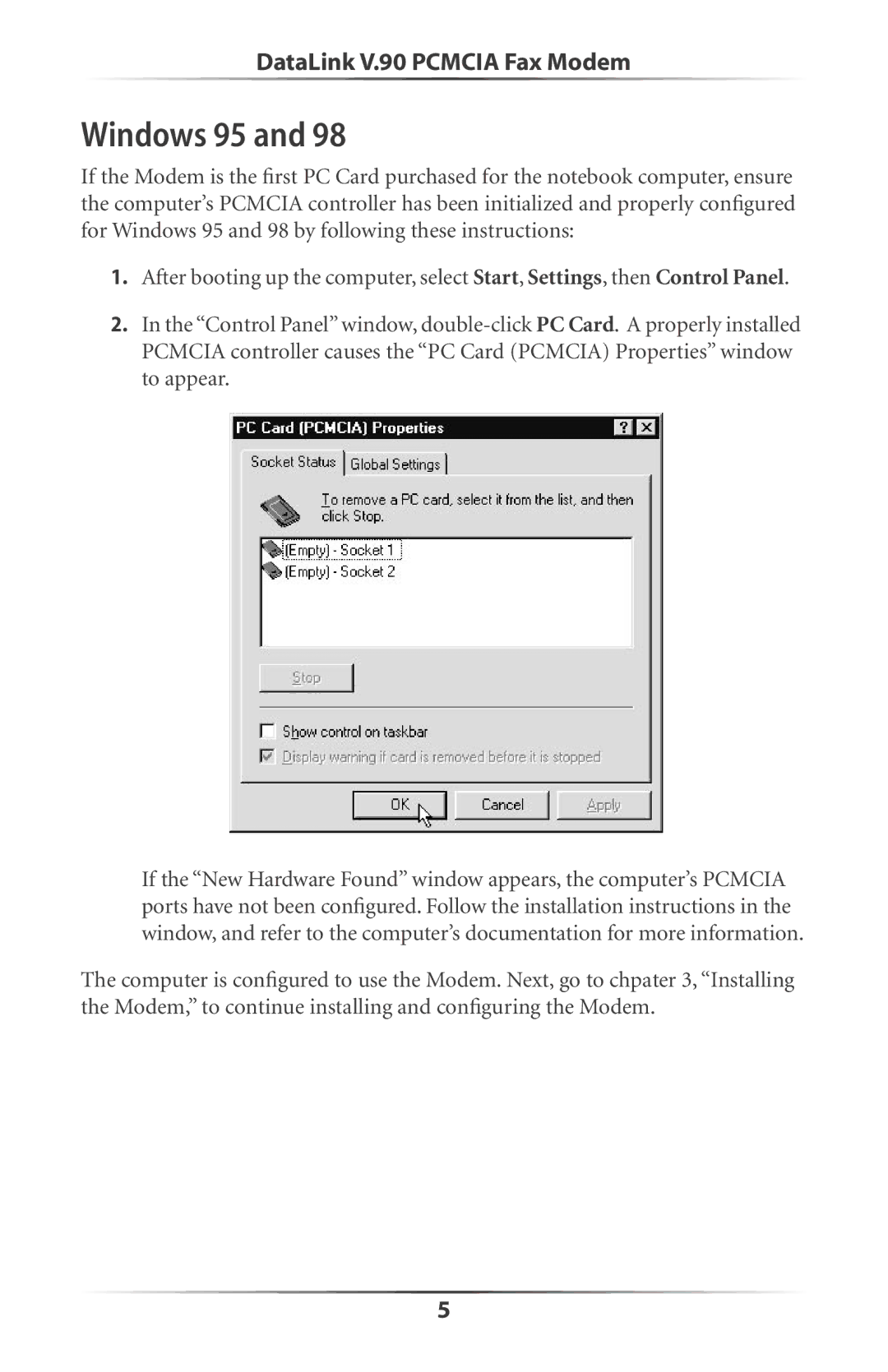 Actiontec electronic PCMCIA manual Windows 95 