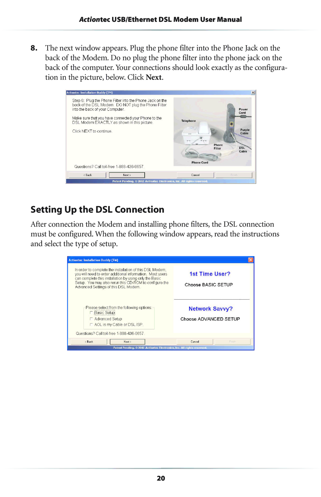 Actiontec electronic R4500U user manual Setting Up the DSL Connection 