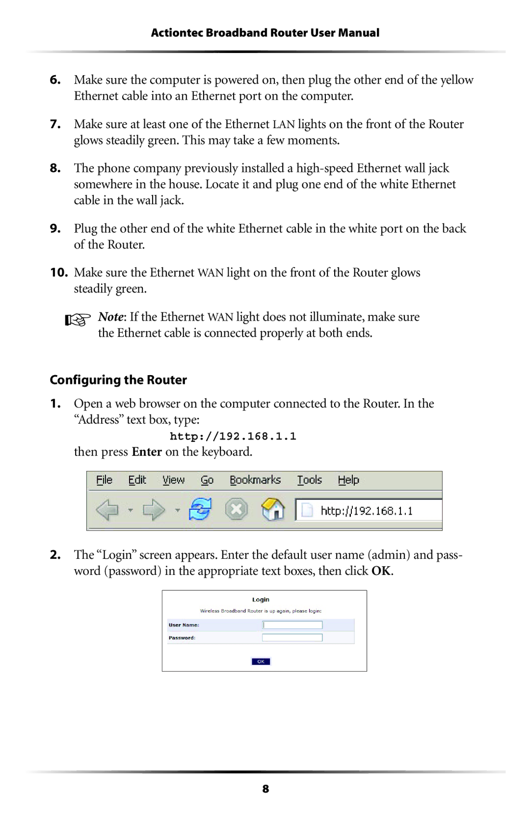 Actiontec electronic RI408 user manual Then press Enter on the keyboard 