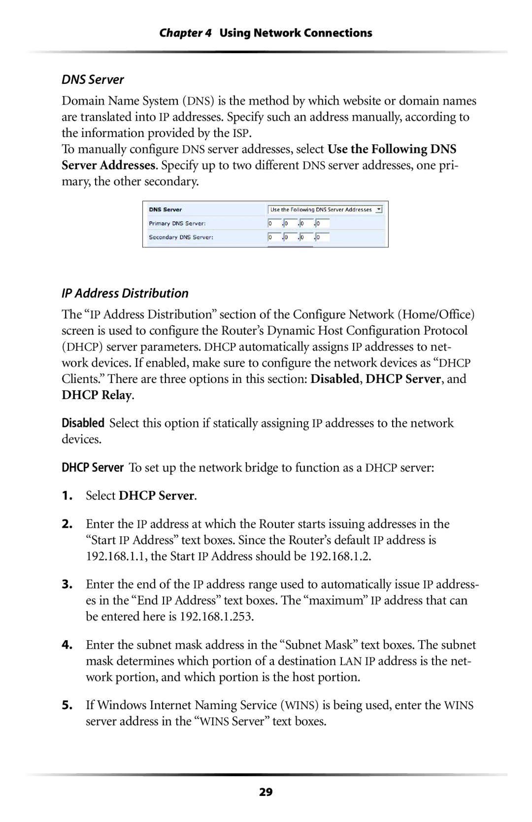 Actiontec electronic RI408 user manual DNS Server, IP Address Distribution 