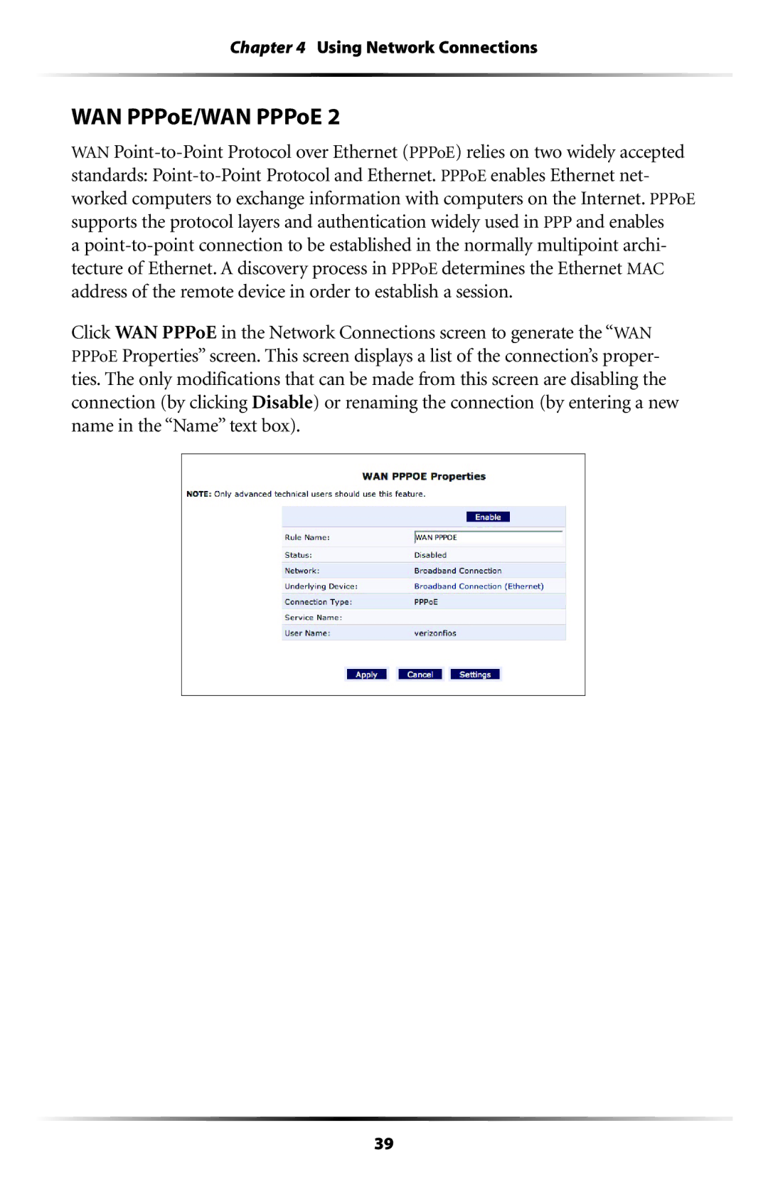 Actiontec electronic RI408 user manual WAN PPPoE/WAN PPPoE 