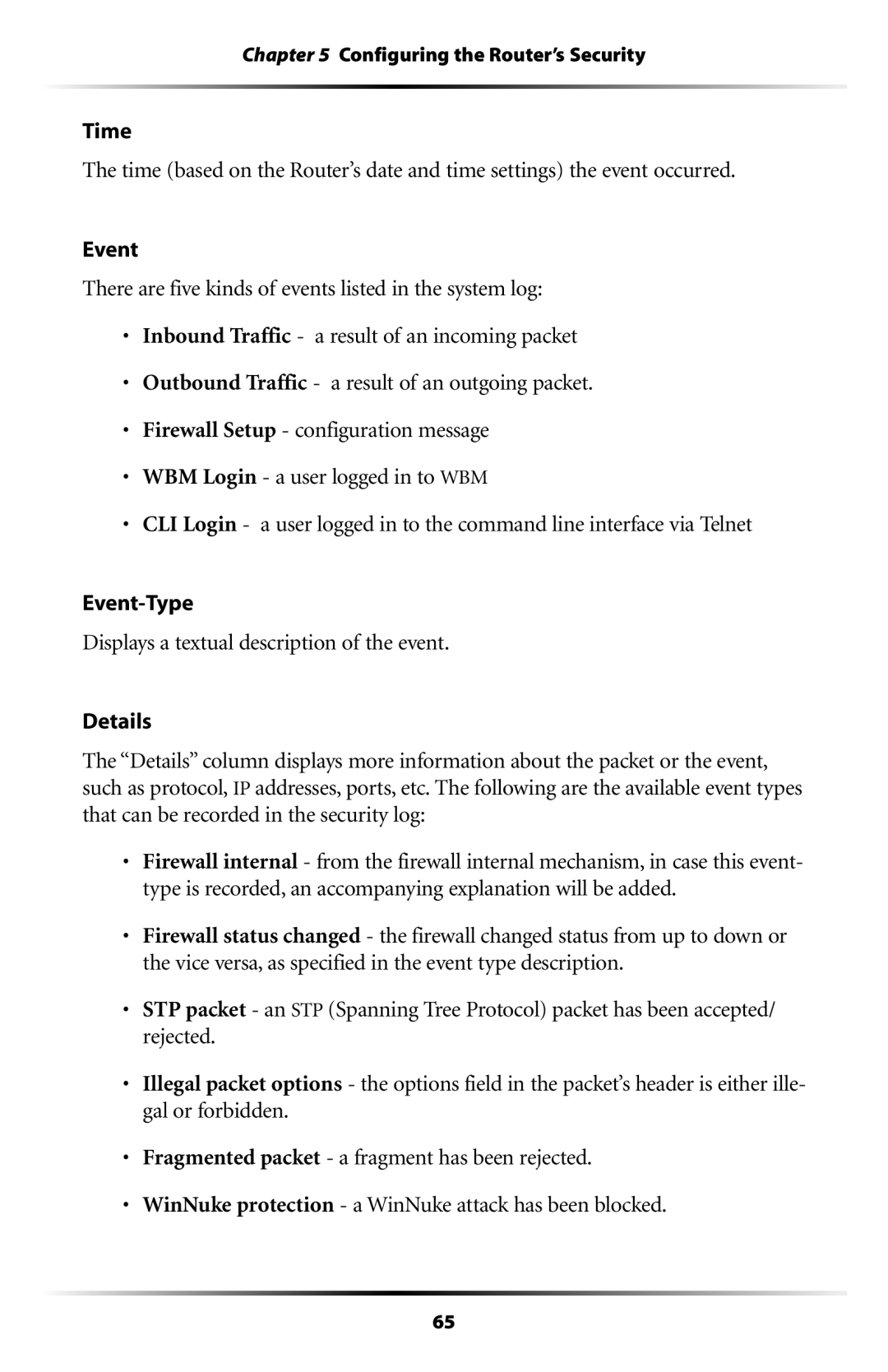 Actiontec electronic RI408 user manual Configuring the Router’s Security 