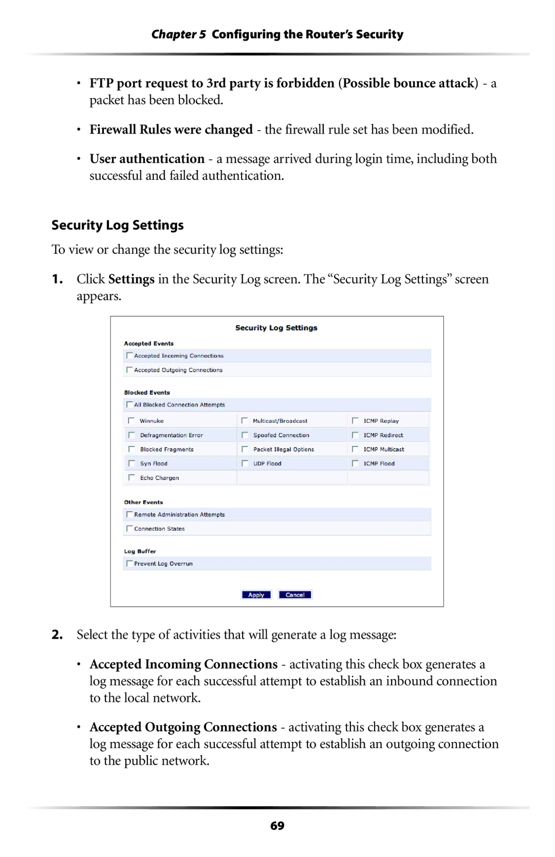 Actiontec electronic RI408 user manual Configuring the Router’s Security 