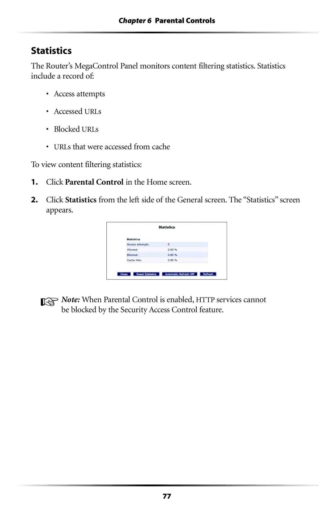 Actiontec electronic RI408 user manual Statistics 