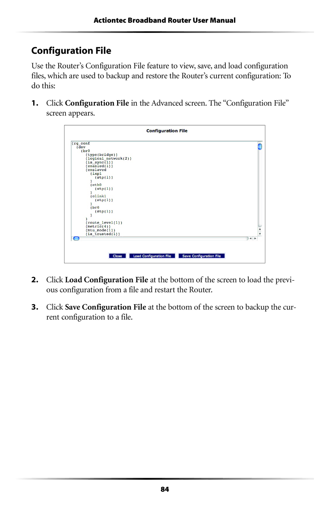 Actiontec electronic RI408 user manual Configuration File 