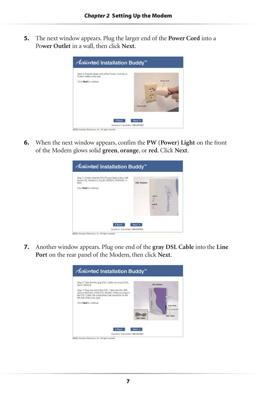 Actiontec electronic UD800TP user manual Setting Up the Modem 