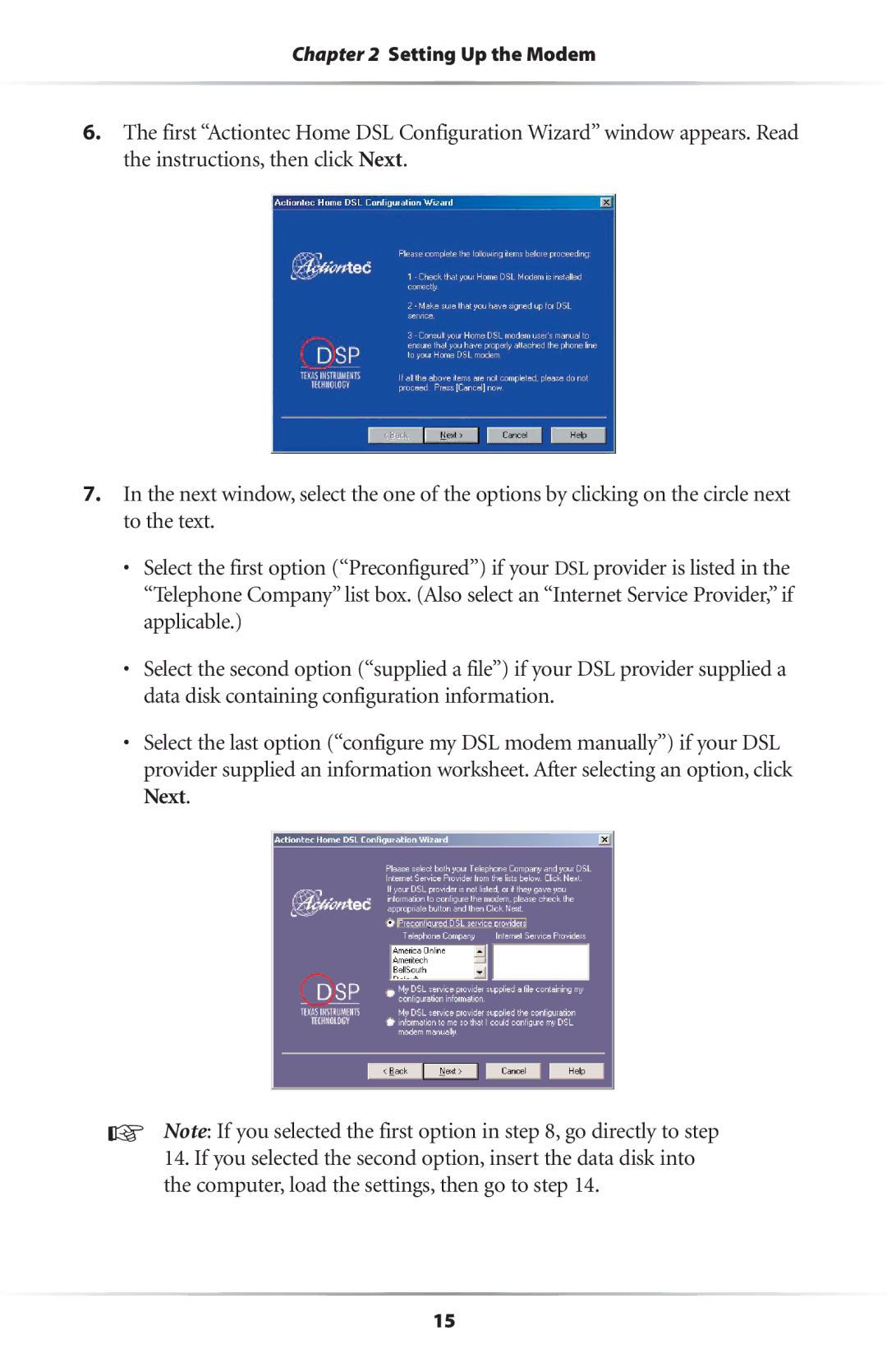 Actiontec electronic UD800TP user manual Setting Up the Modem 