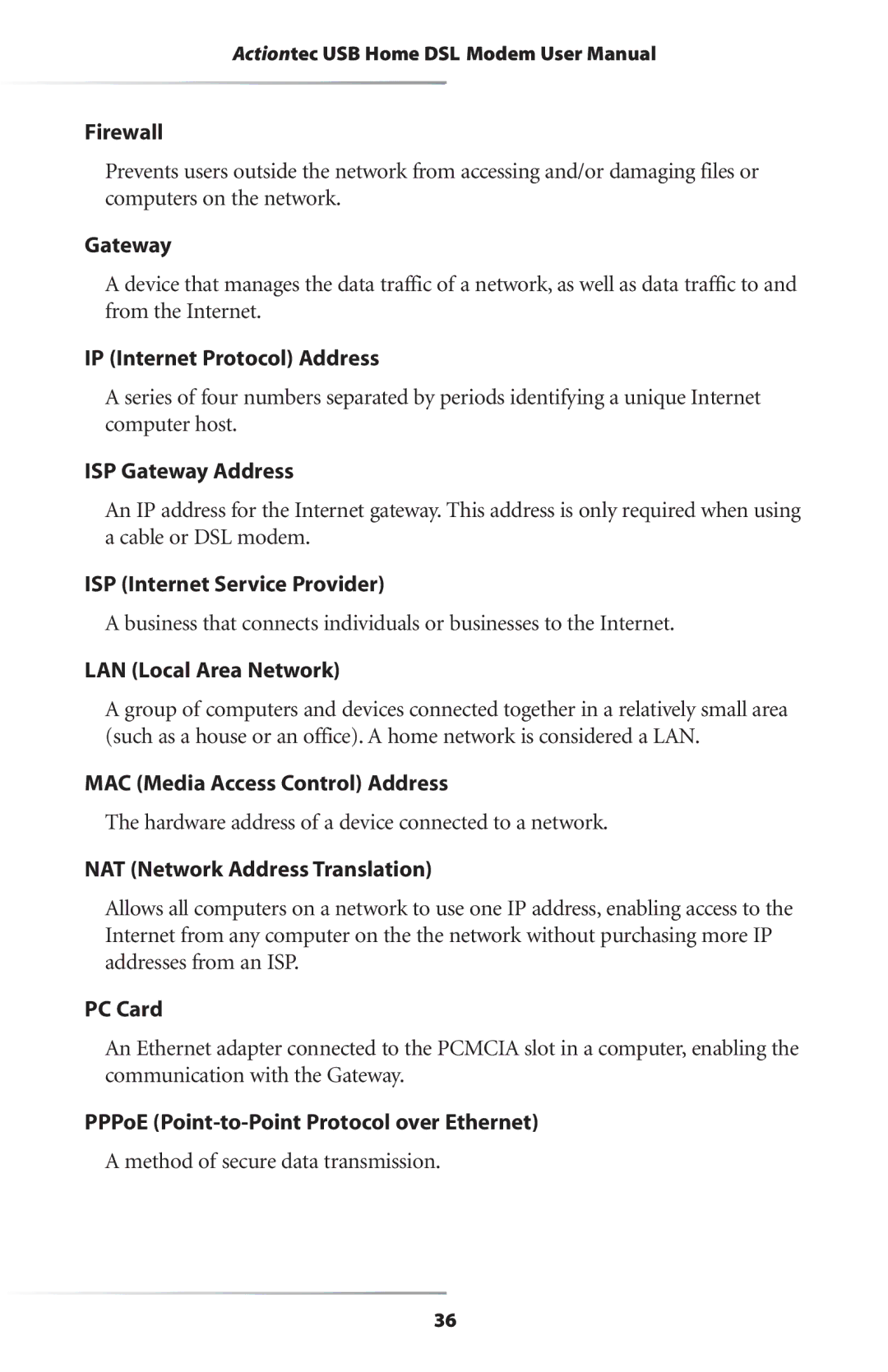 Actiontec electronic UD800TP Firewall, IP Internet Protocol Address, ISP Gateway Address, LAN Local Area Network 