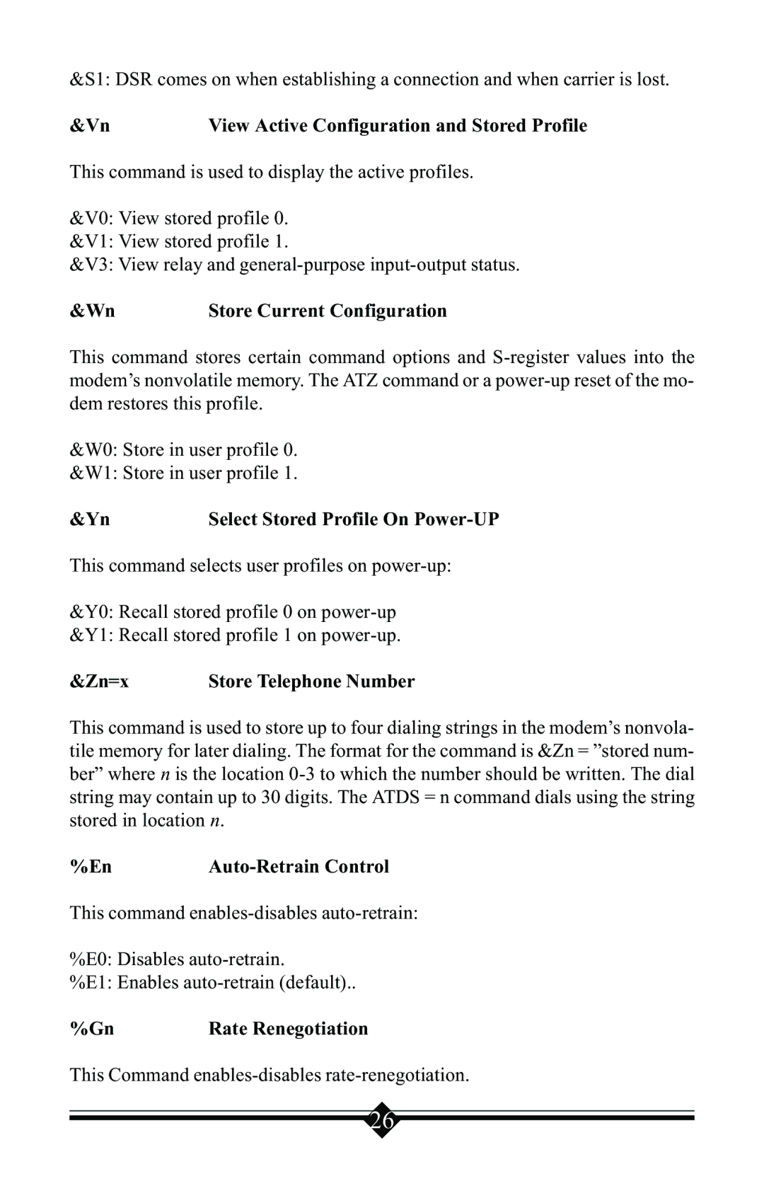 Actiontec electronic V.90 manual Select Stored Profile On Power-UP 