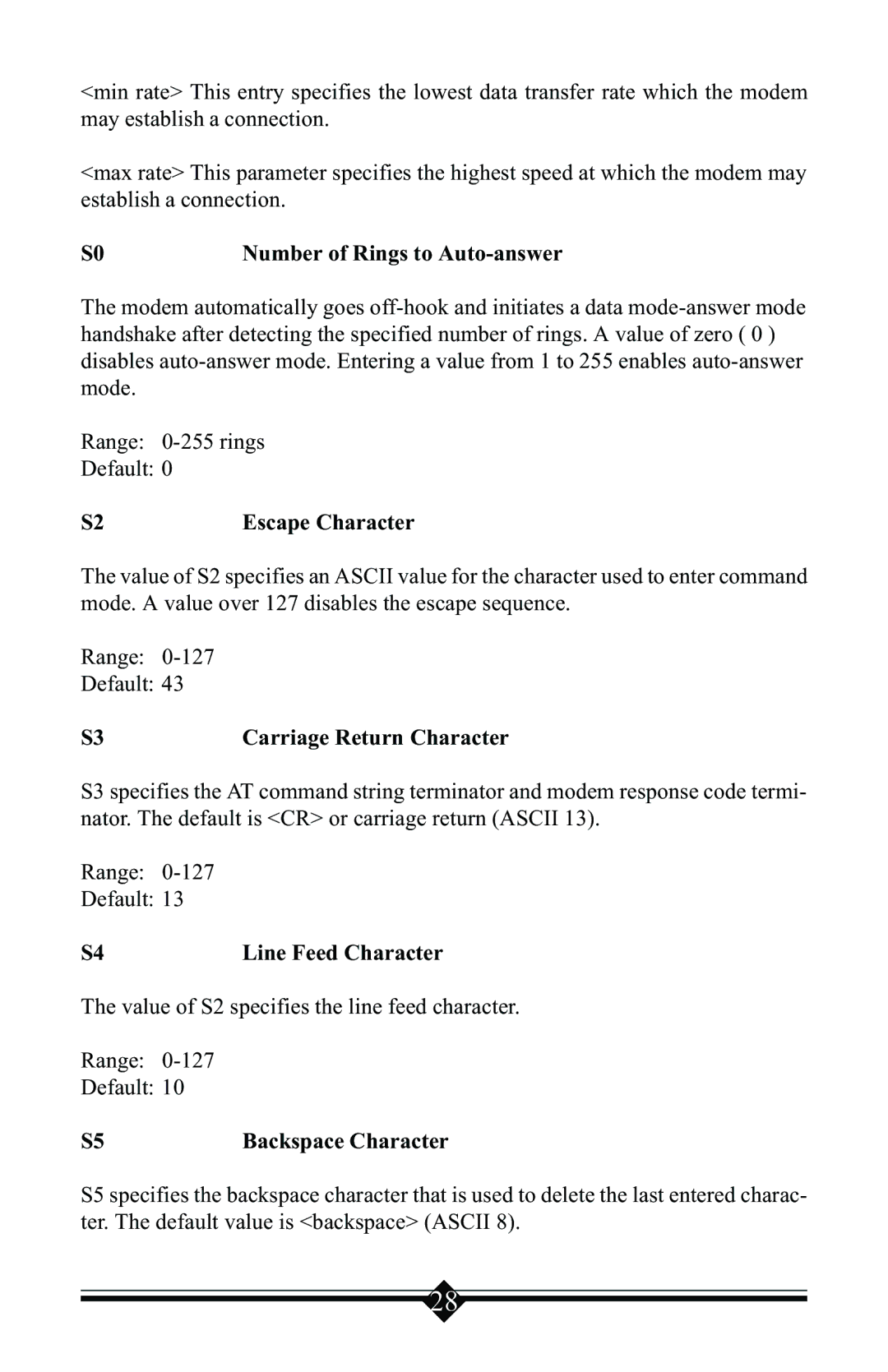 Actiontec electronic V.90 manual Escape Character 