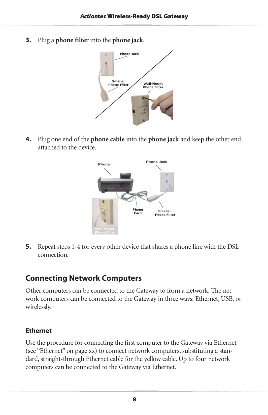 Actiontec electronic Wireless-Ready user manual Connecting Network Computers, Ethernet 