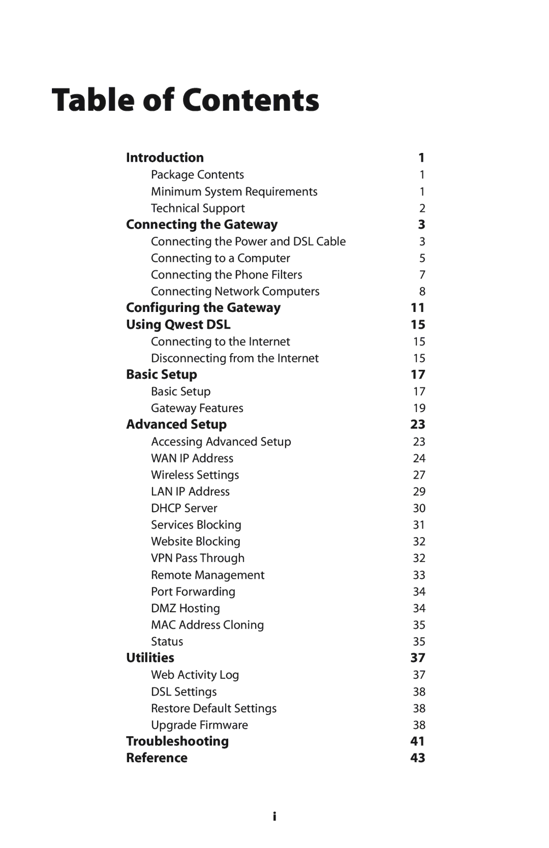 Actiontec electronic Wireless-Ready user manual Table of Contents 