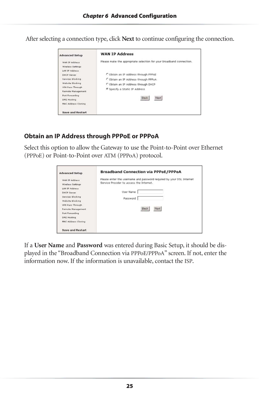 Actiontec electronic Wireless-Ready user manual Obtain an IP Address through PPPoE or PPPoA 