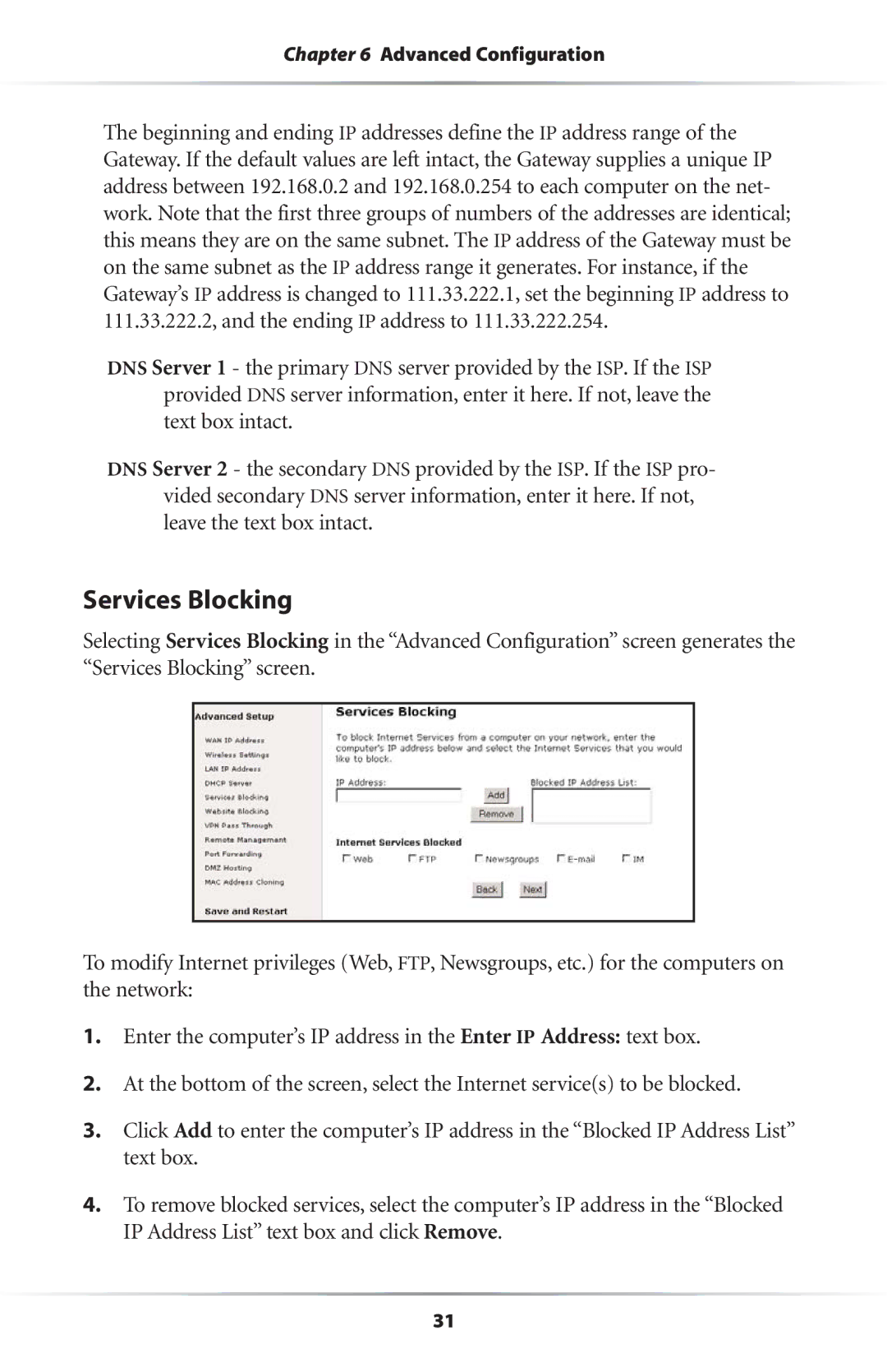 Actiontec electronic Wireless-Ready user manual Services Blocking 