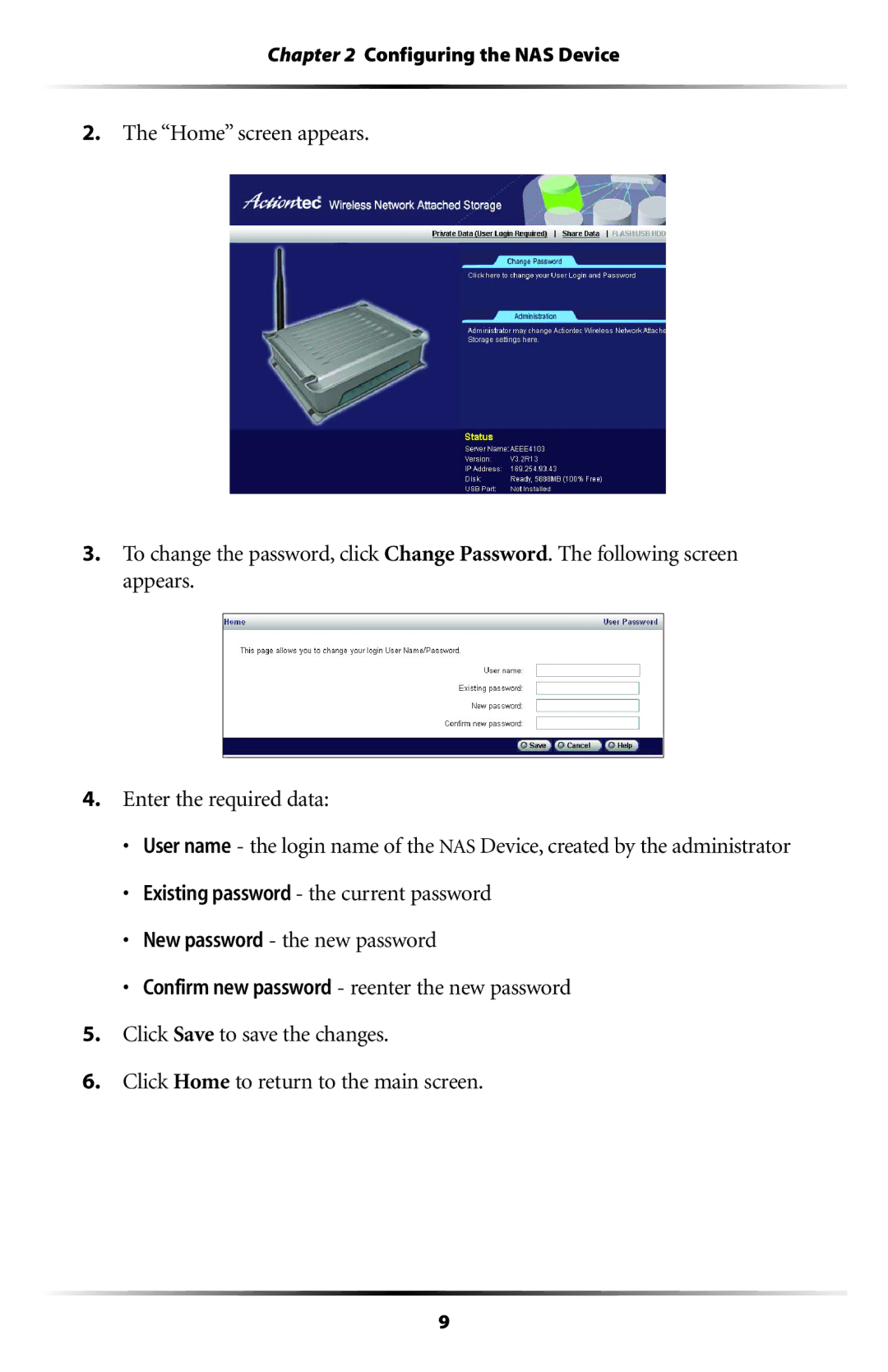 Actiontec electronic WNS100-250, WNS100-200, WNS100-160, WNS100-400, WNS100-300 manual Configuring the NAS Device 