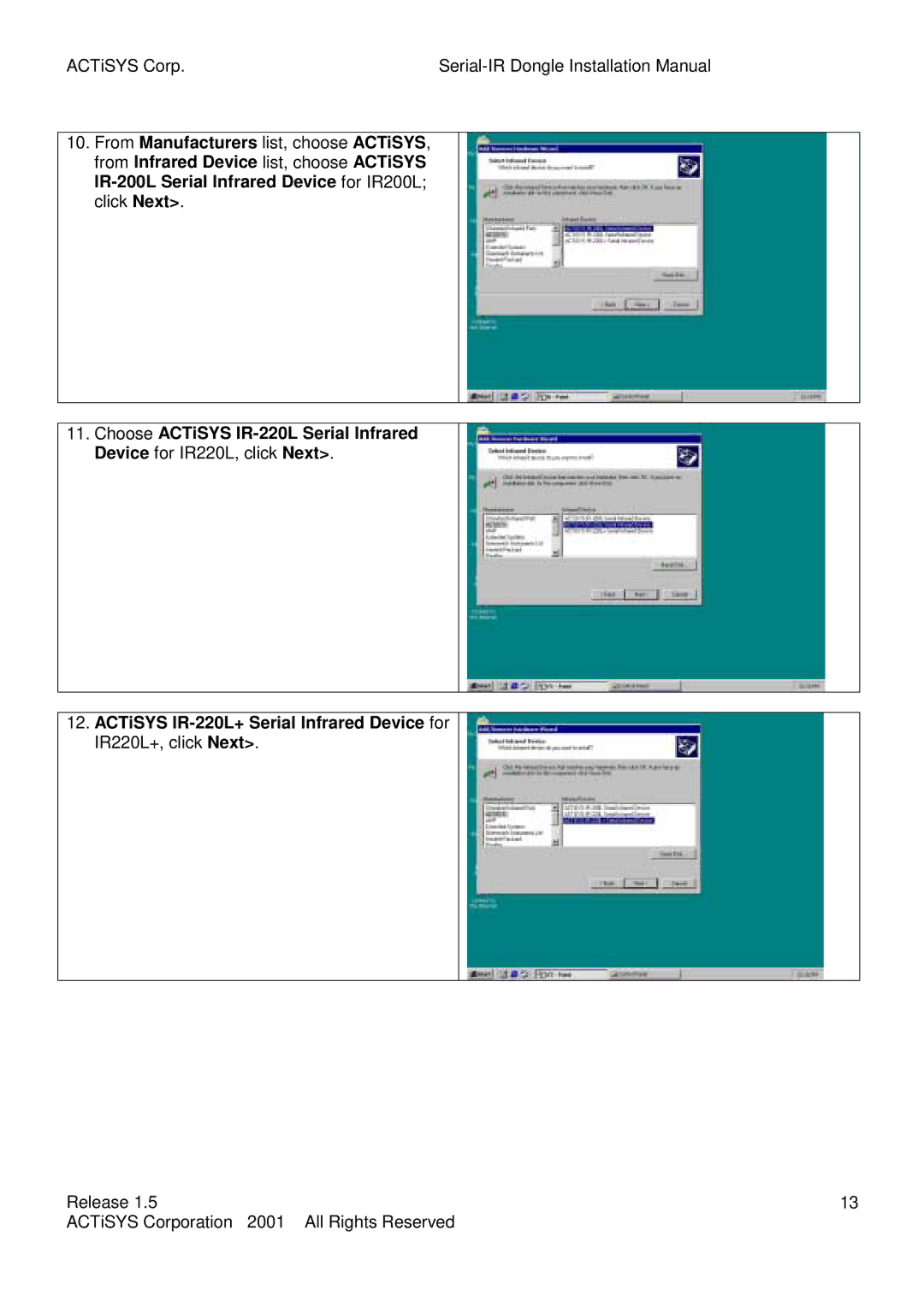 ACTiSYS ACT-IR200L, ACT-IR220L user manual 