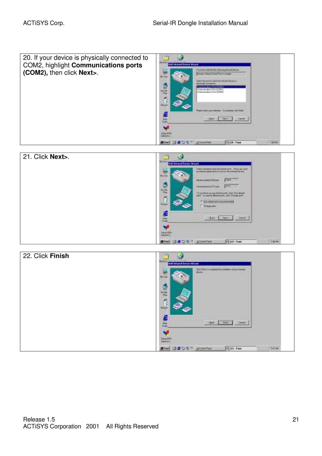 ACTiSYS ACT-IR200L, ACT-IR220L user manual ACTiSYS Corp Serial-IR Dongle Installation Manual 