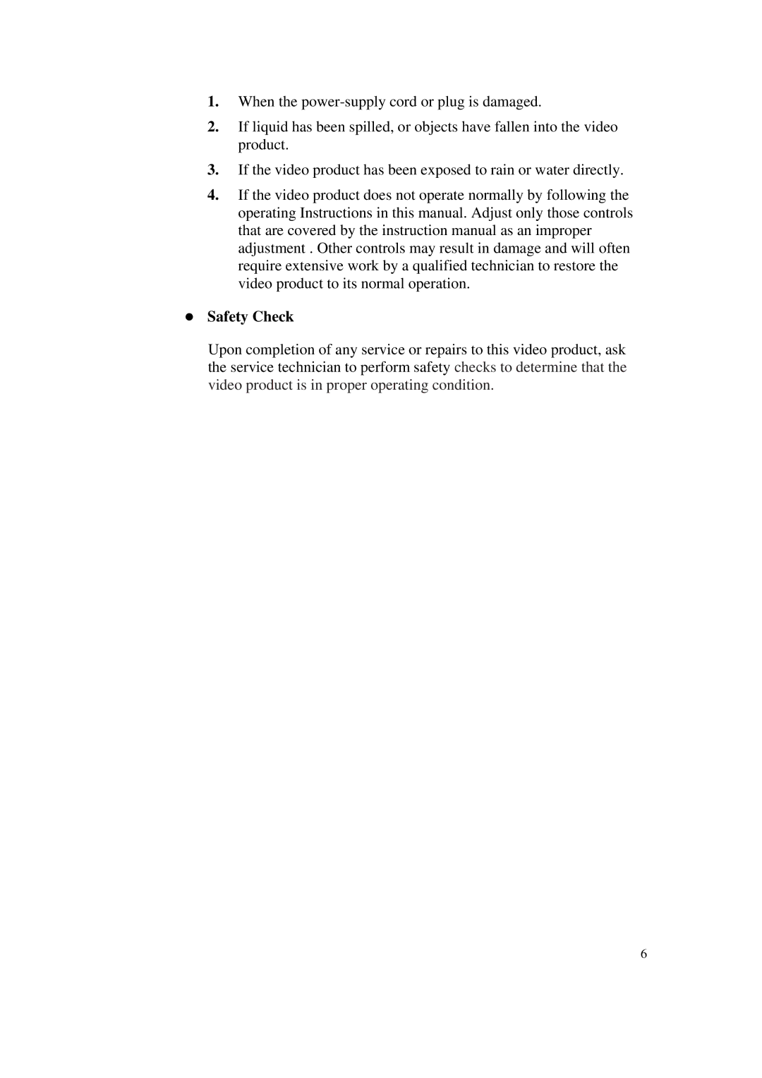 ACTiSYS CAM-6500 user manual Safety Check 