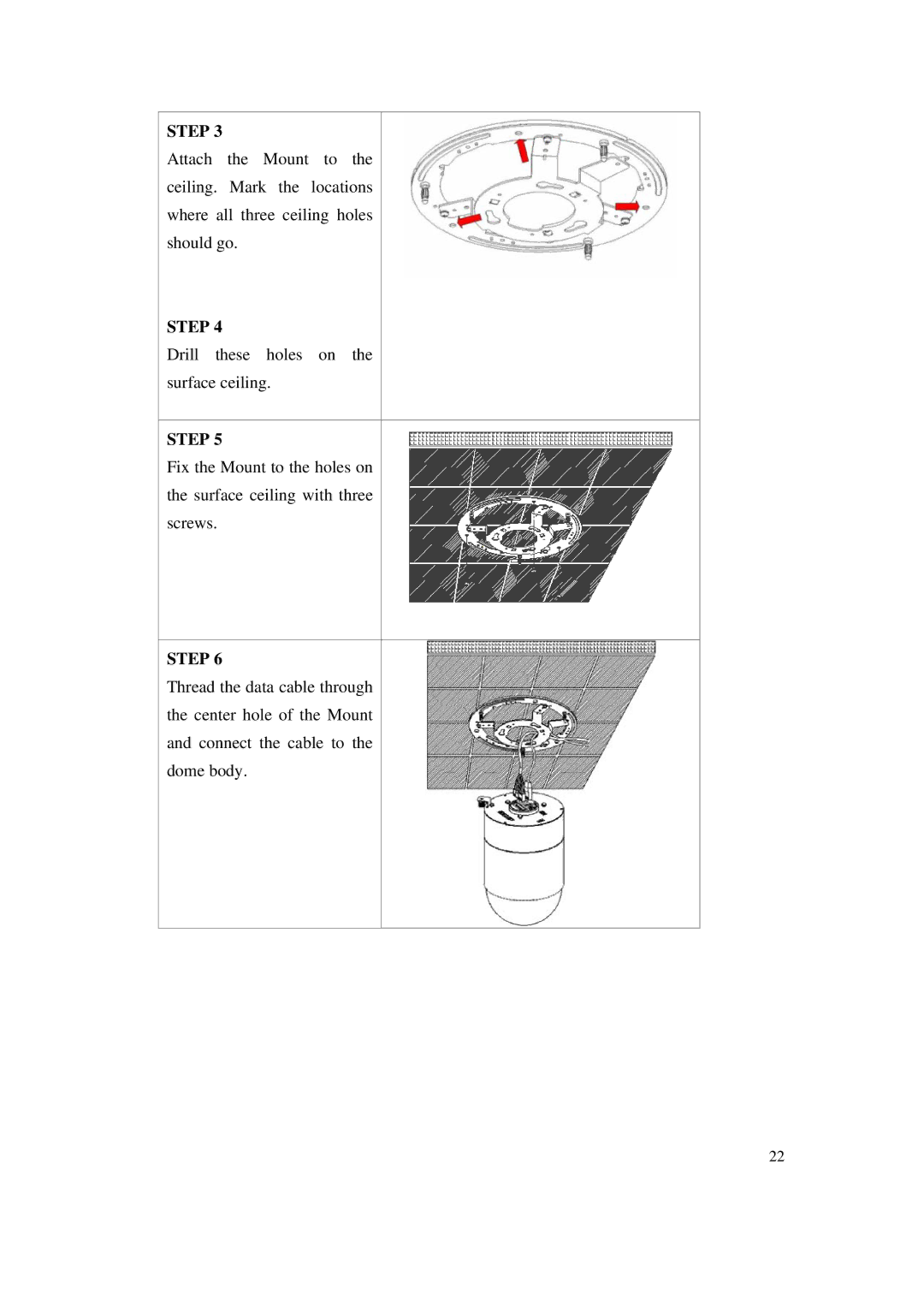 ACTiSYS CAM-6500 user manual Drill these holes on the surface ceiling 