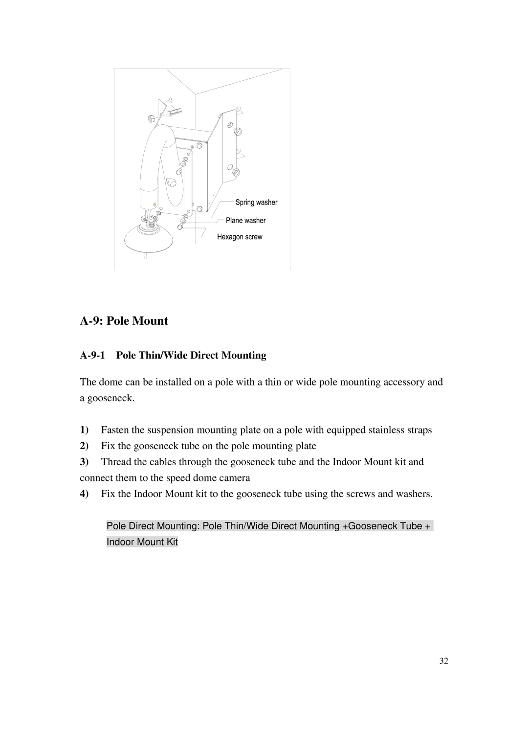 ACTiSYS CAM-6500 user manual Pole Mount, Pole Thin/Wide Direct Mounting 