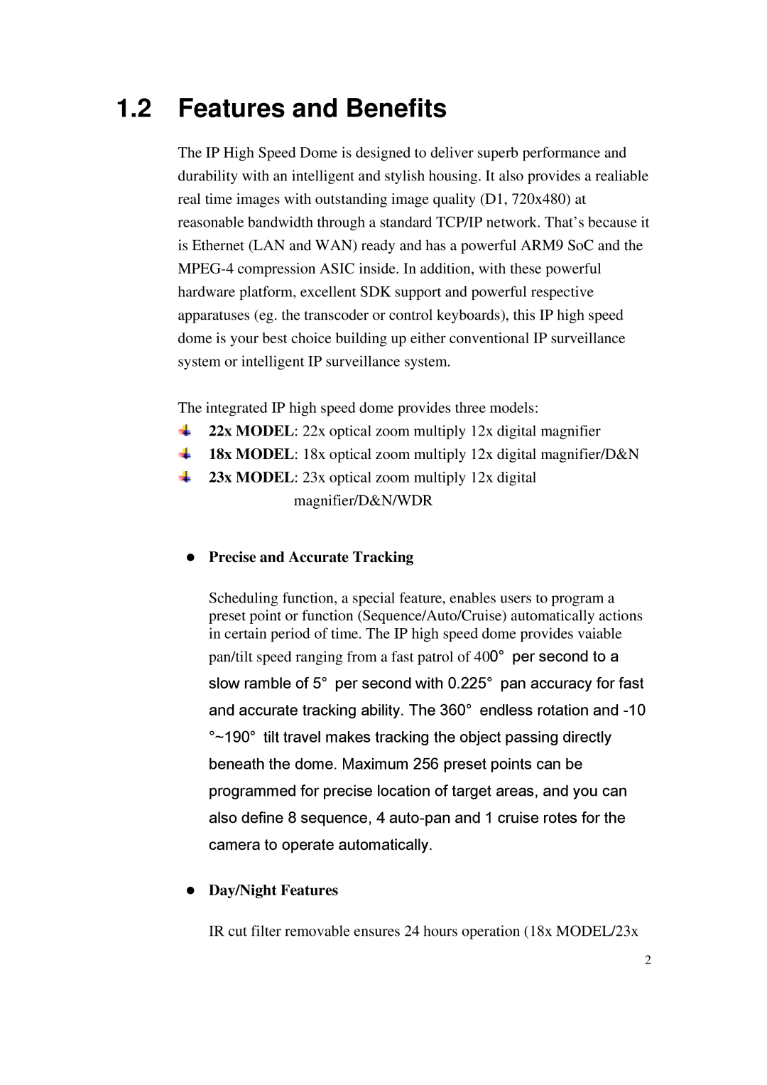 ACTiSYS CAM-6500 user manual Precise and Accurate Tracking, Day/Night Features 