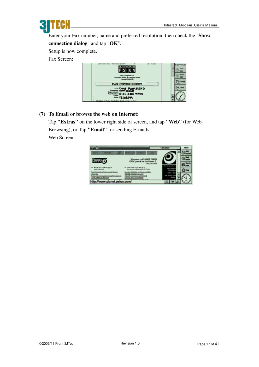 ACTiSYS PP2-5600 user manual To Email or browse the web on Internet 