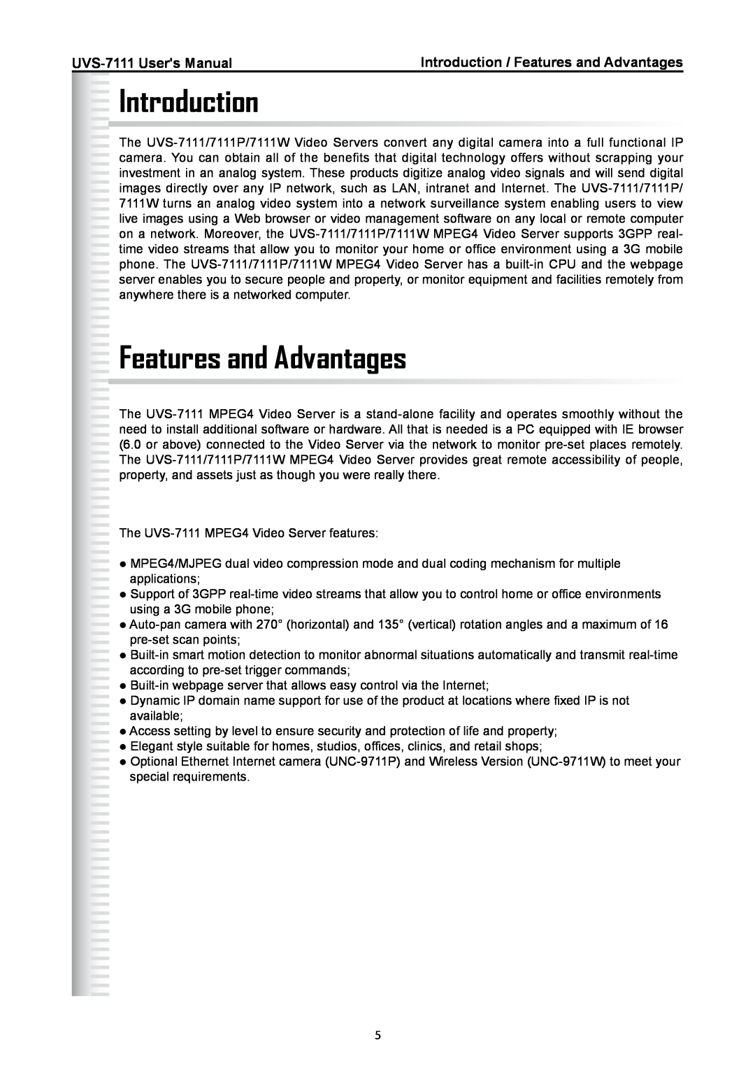 Active Thermal Management manual Introduction, Features and Advantages, UVS-7111 Users Manual 