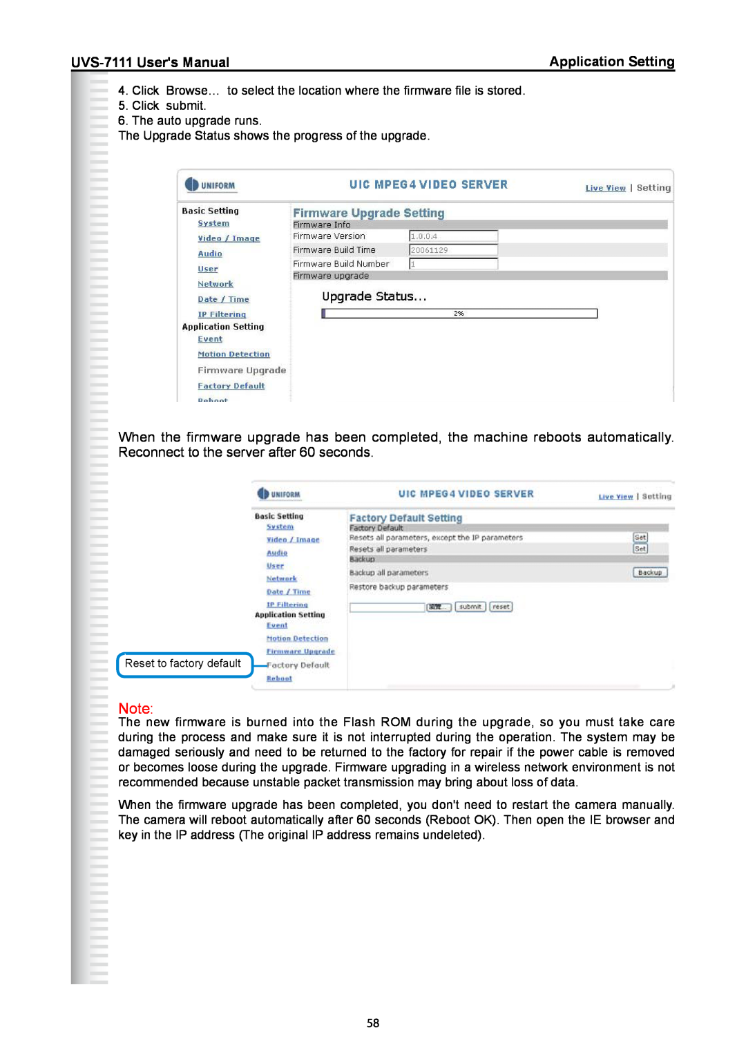 Active Thermal Management manual UVS-7111 Users Manual, Application Setting, Click 