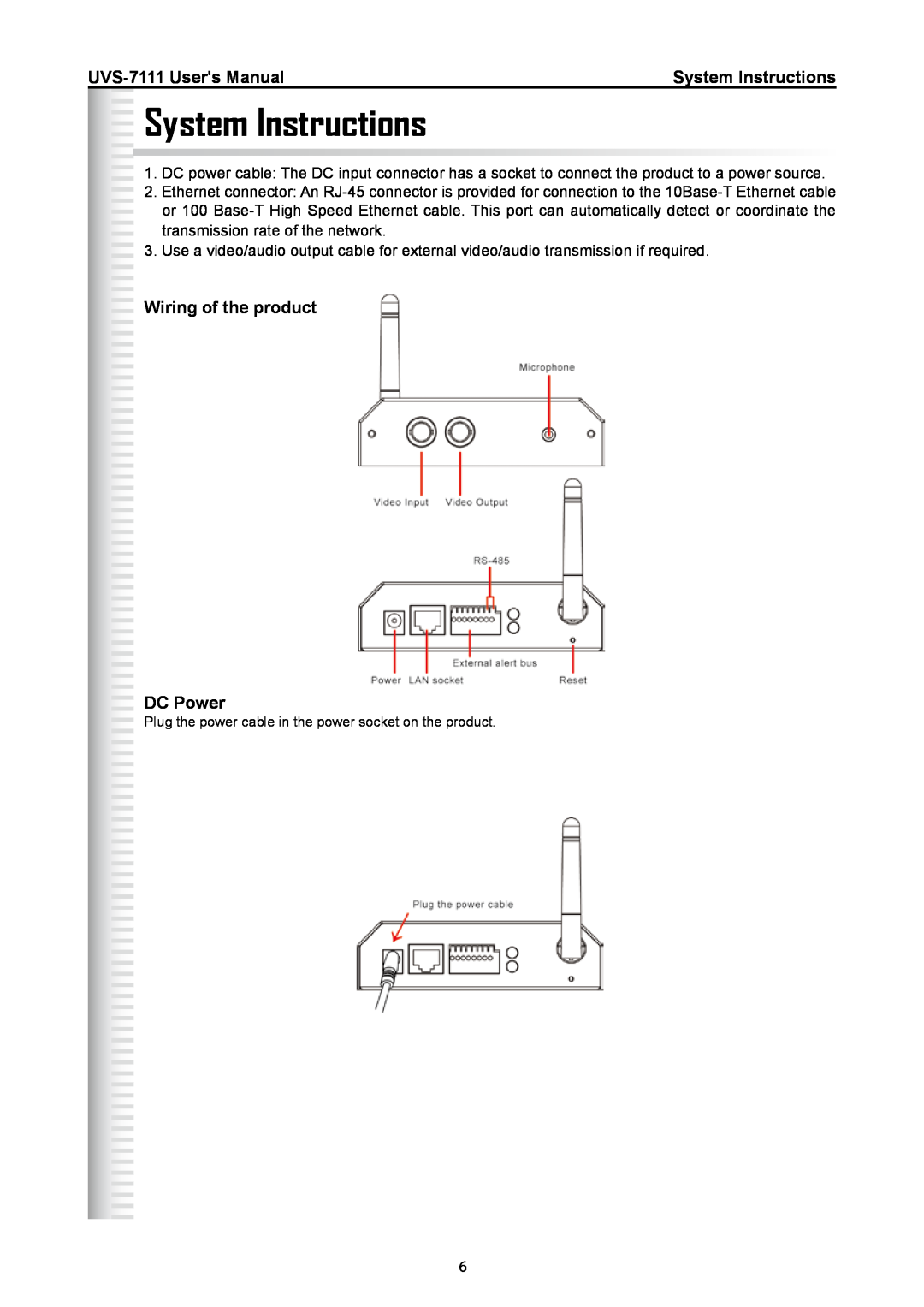 Active Thermal Management manual System Instructions, Wiring of the product DC Power, UVS-7111 Users Manual 