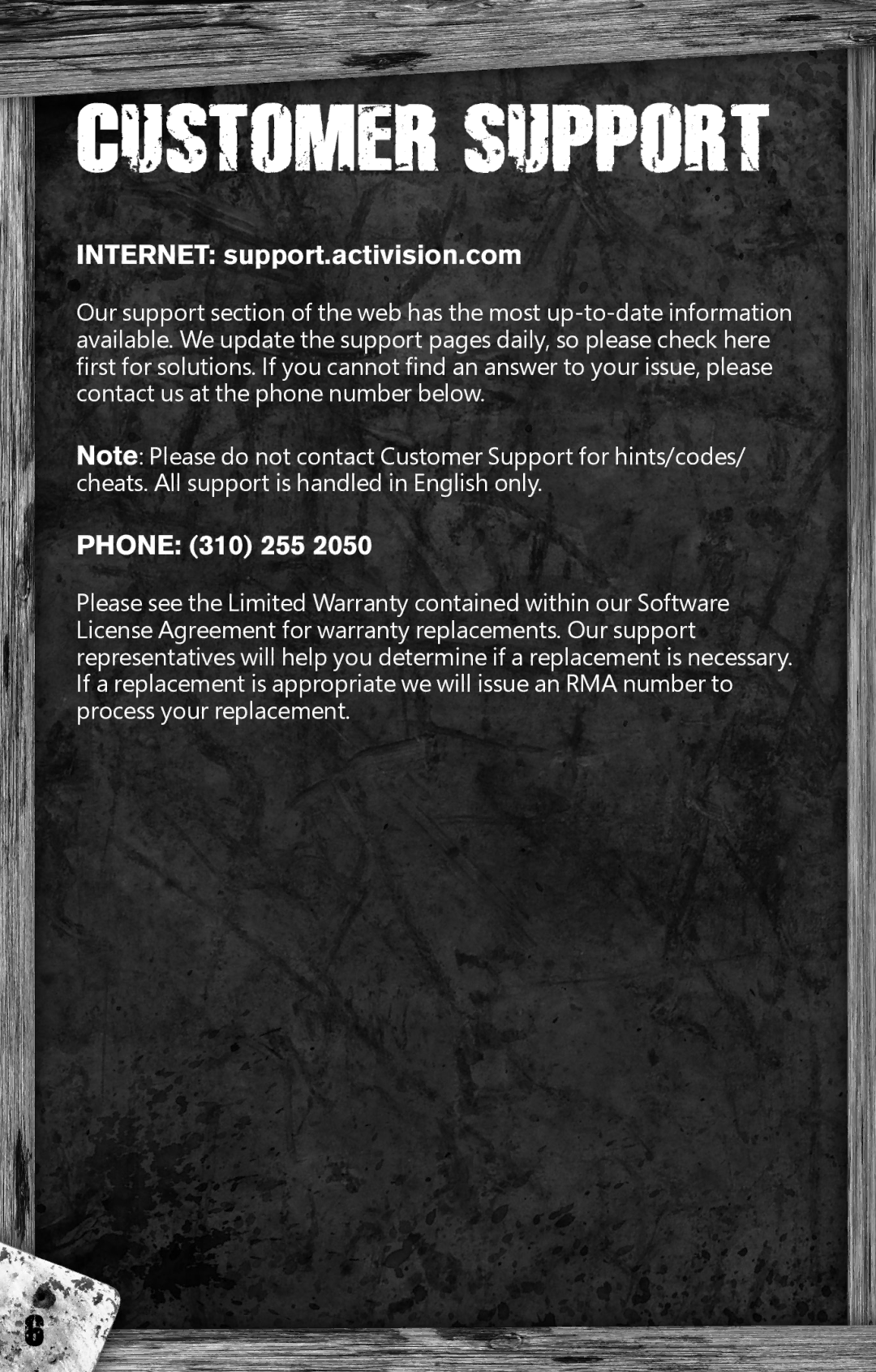 Activision 47875769977 manual Phoninternet 310 255 support2050 .activision.com 