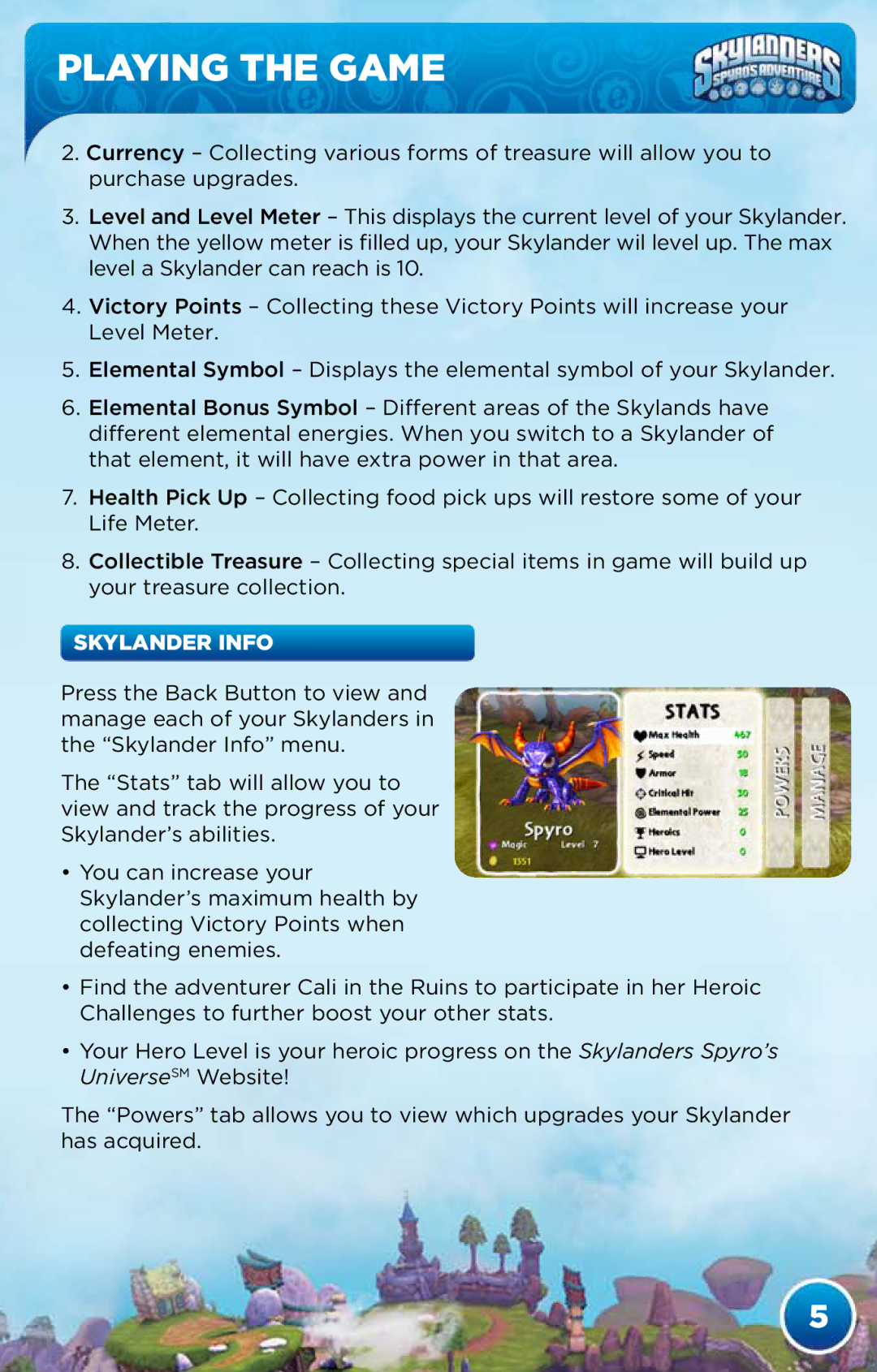 Activision 47875841512 manual Skylander Info 