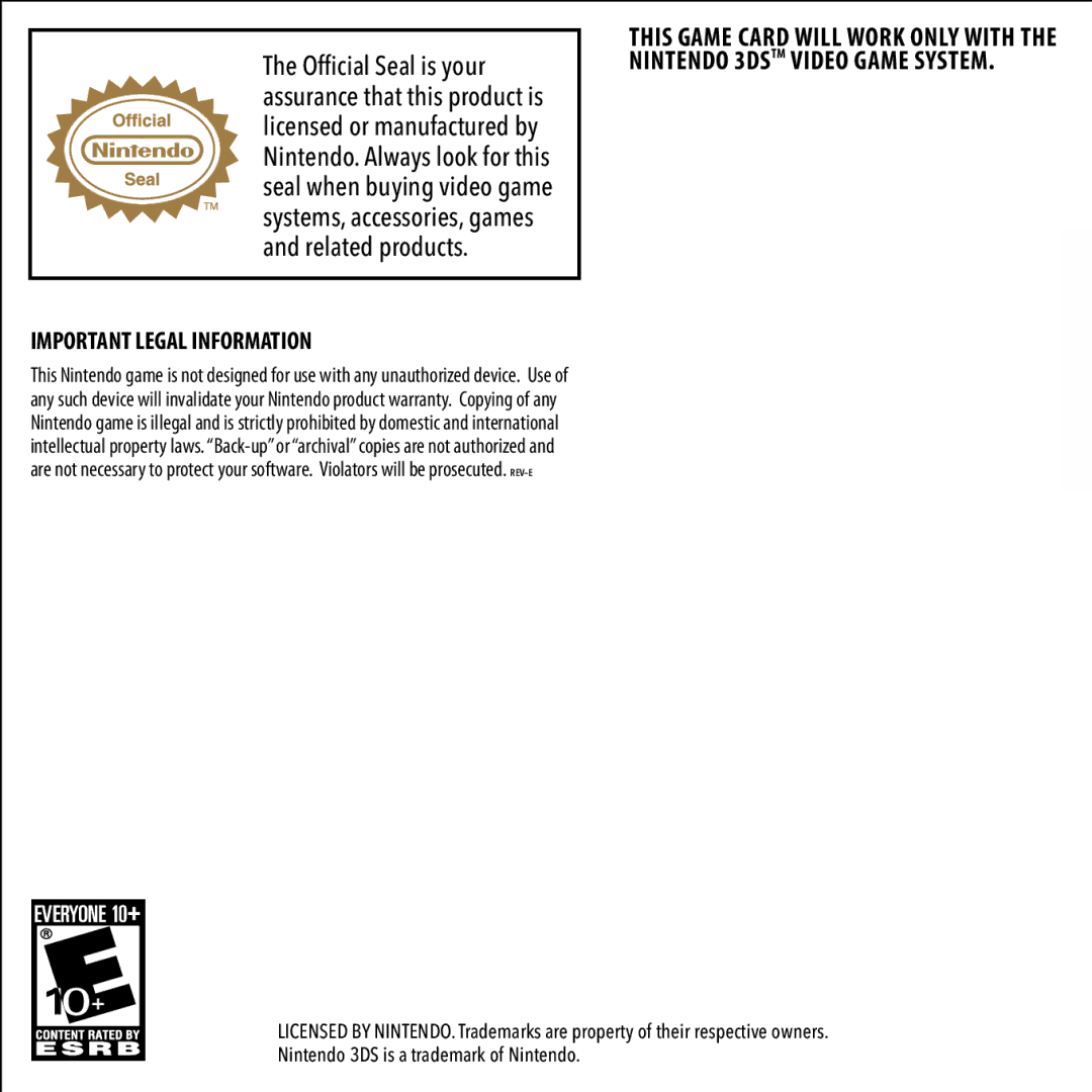 Activision 47875841543 manual Important Legal Information 