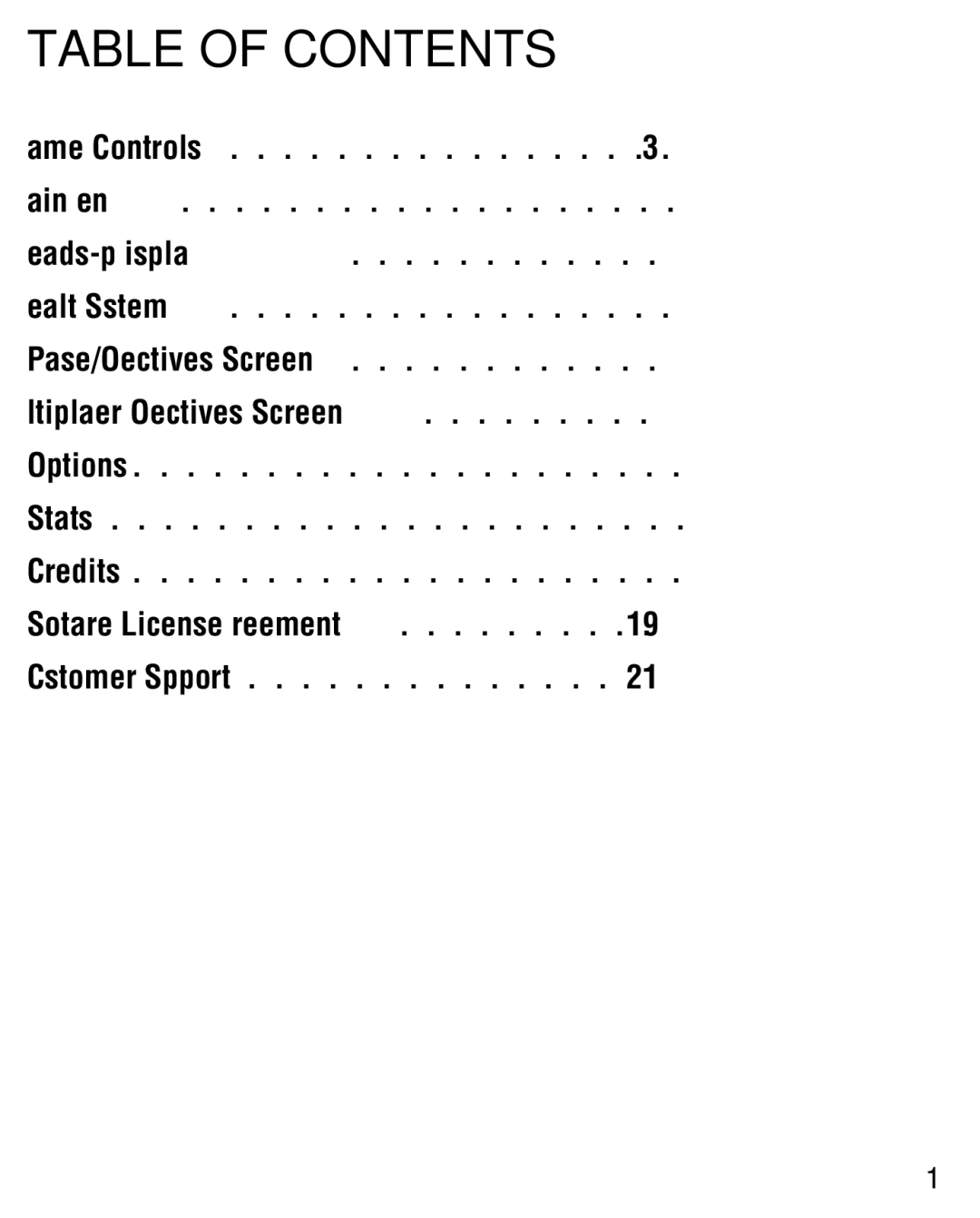 Activision 47875842052 manual Table of Contents 