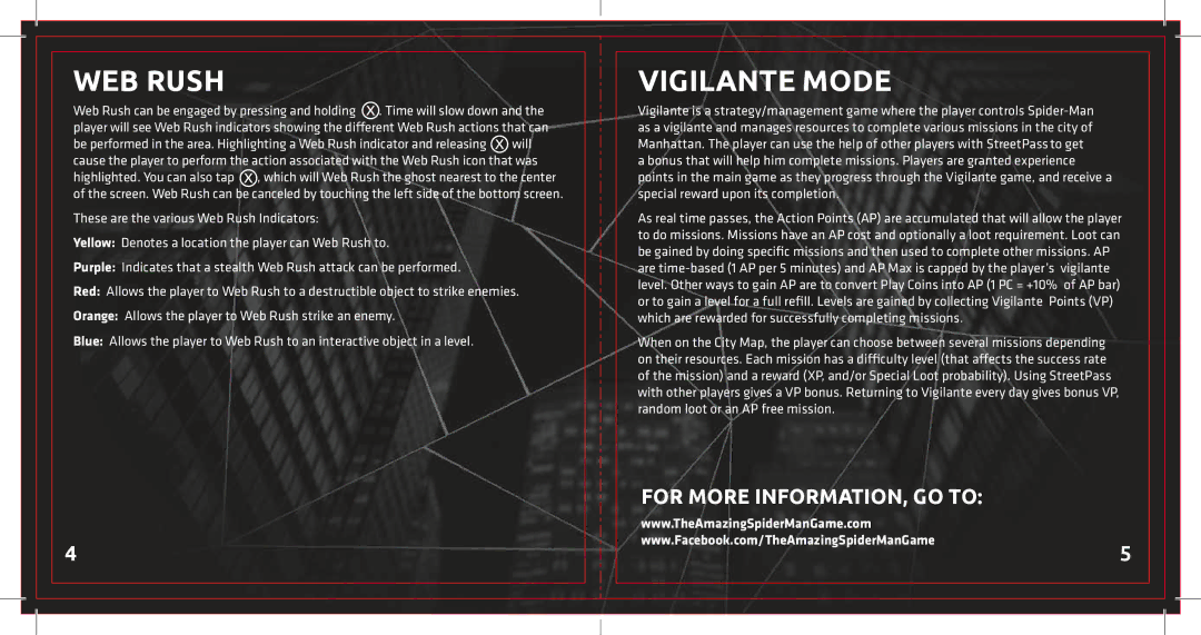 Activision 47875843530 manual Web Rush, Vigilante Mode 