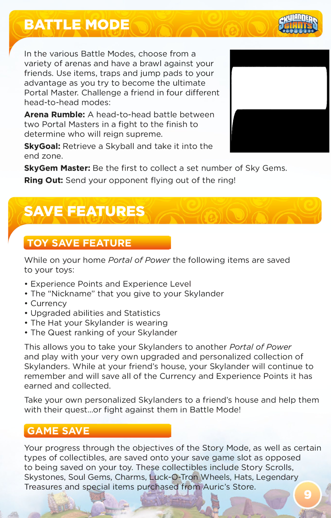 Activision 47875843929 manual Save Features, TOY Save Feature, Game Save 