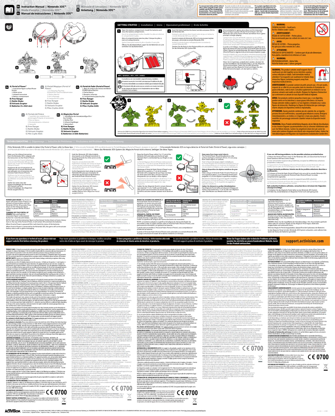 Activision 3DS manual Surface pour figurines, Dinteraction/Touche dalimentation, Flèche blanche, Port infrarouge 