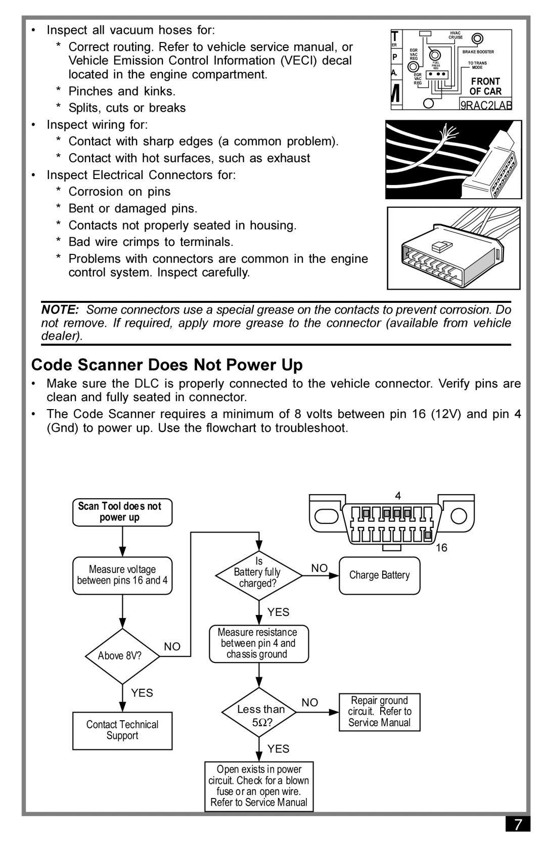 Actron 9040 manual Code Scanner Does Not Power Up, Scan Tool does not Power up 