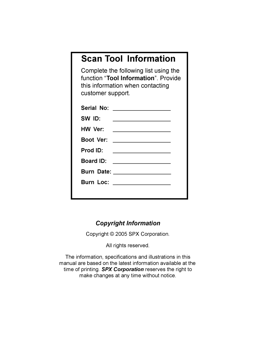 Actron 9640 user manual Scan Tool Information 