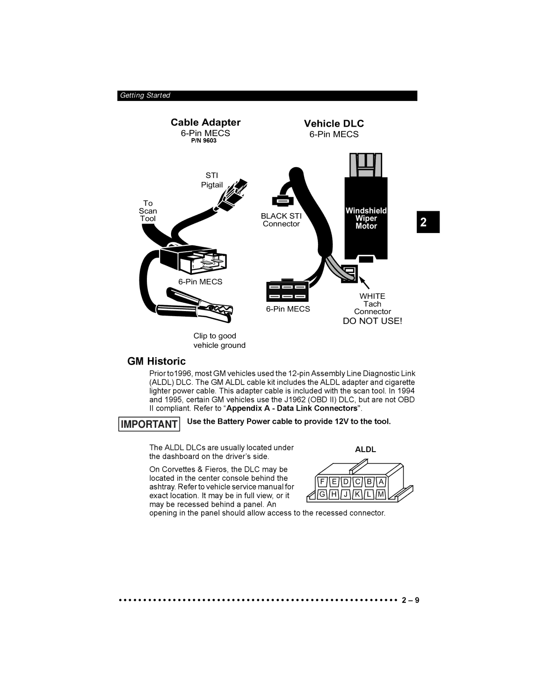 Actron 9640 user manual GM Historic, Pin Mecs, Do not USE 