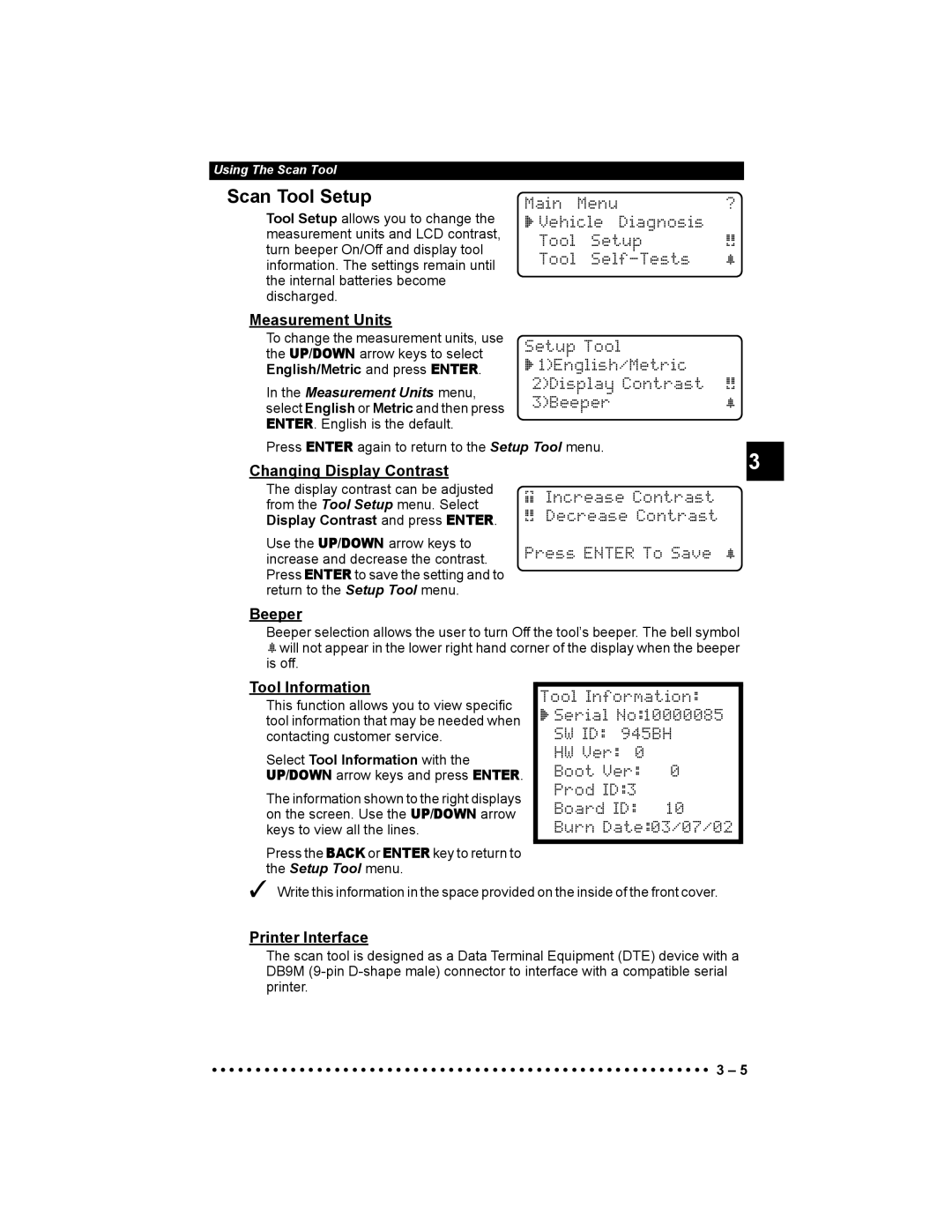 Actron 9640 user manual Scan Tool Setup 