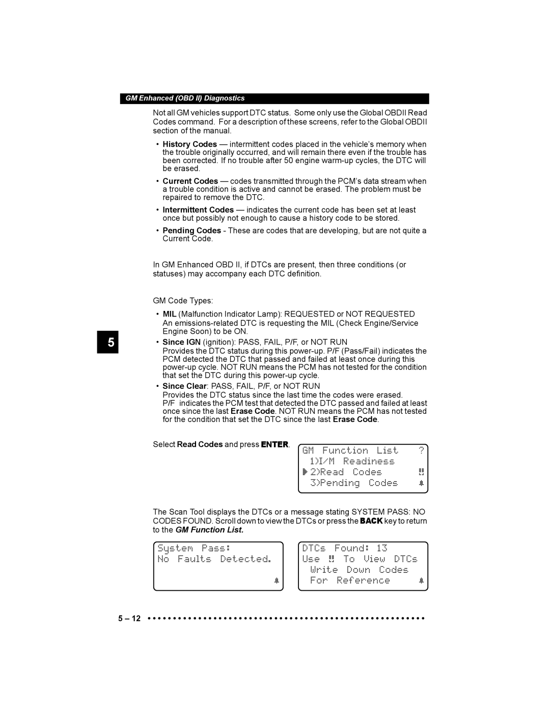 Actron 9640 user manual List 1I/M Readiness ` 2Read Codes 3Pending 