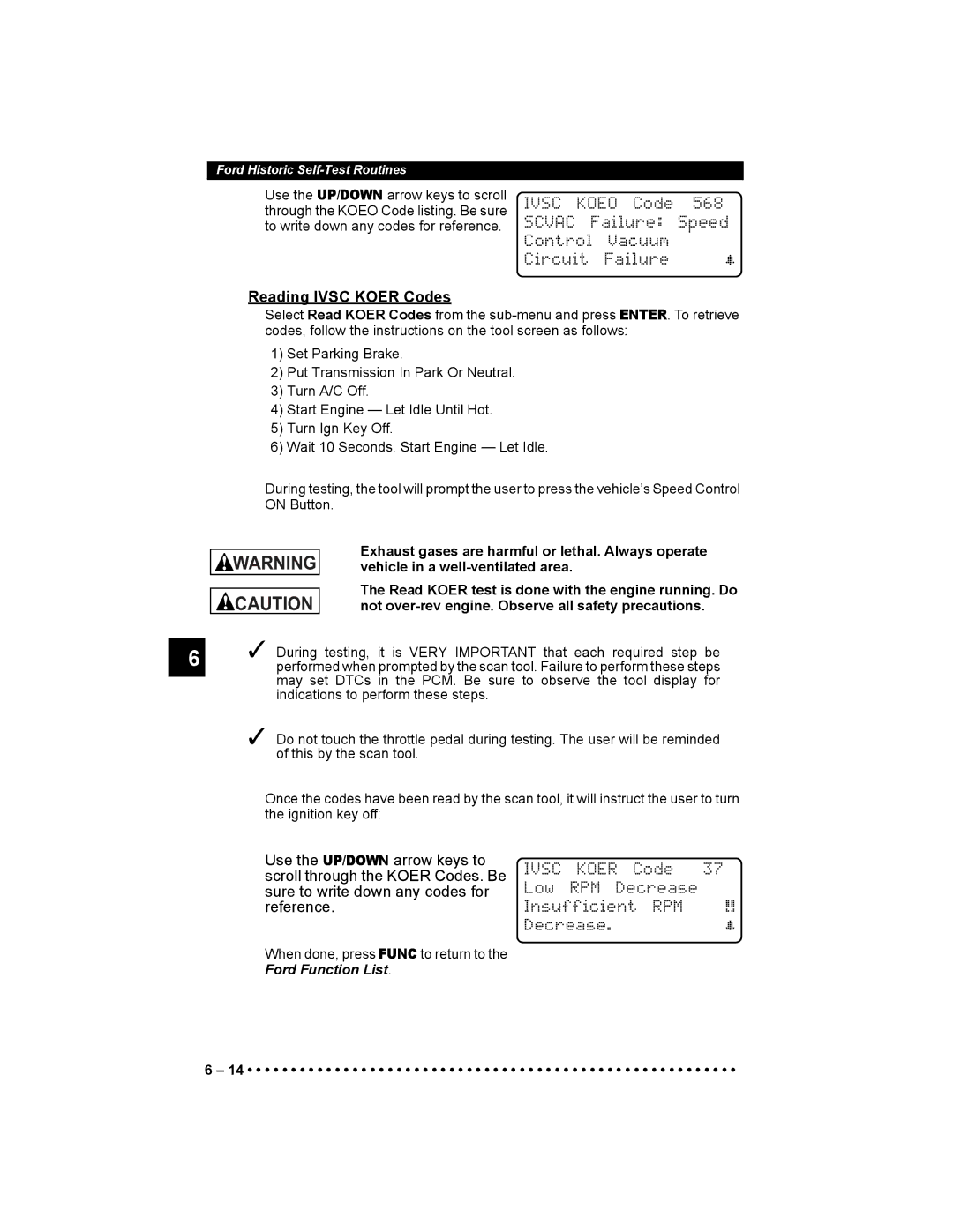 Actron 9640 user manual Reading Ivsc Koer Codes, Scvac 