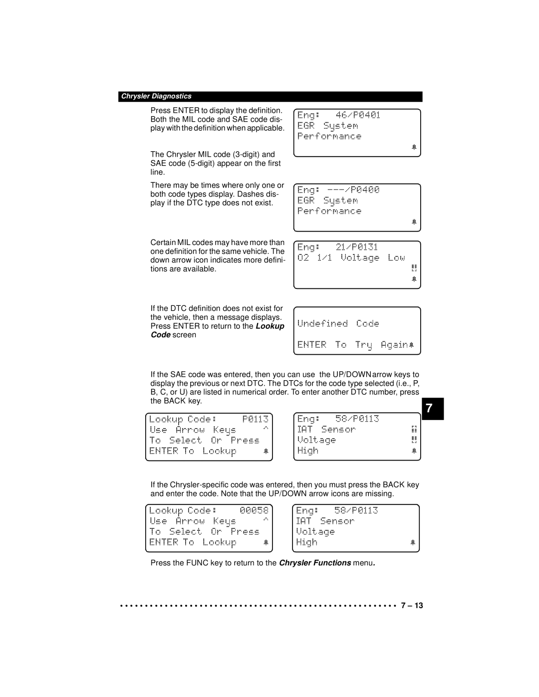 Actron 9640A Play with the definition when applicable, Key Play if the DTC type does not exist, Tions are available, Ent 