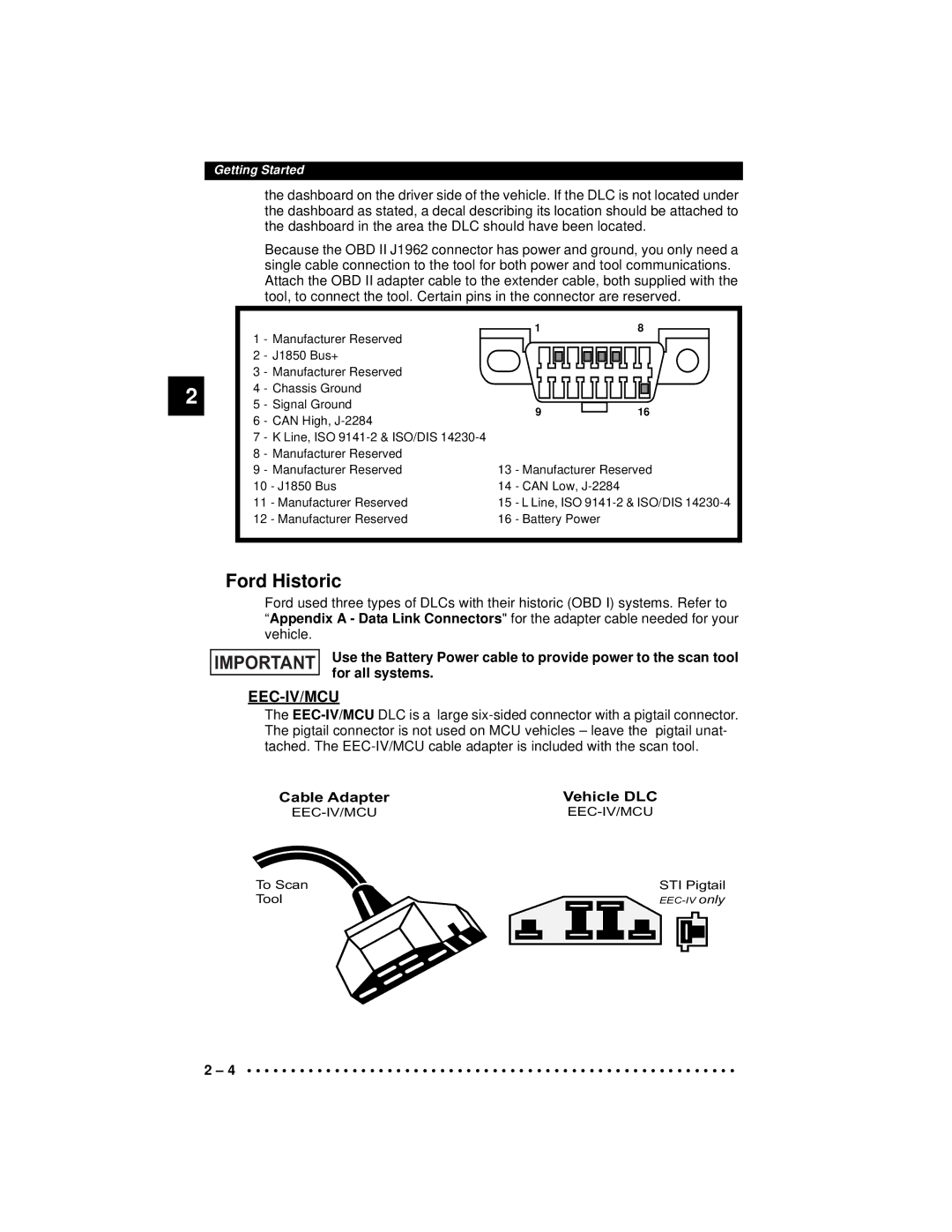 Actron 9640A manual Ford Historic, Eec-Iv/Mcu 