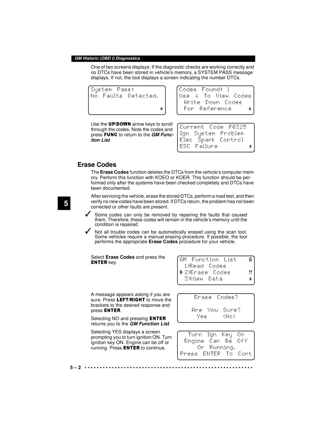 Actron 9640A manual Erase Codes 