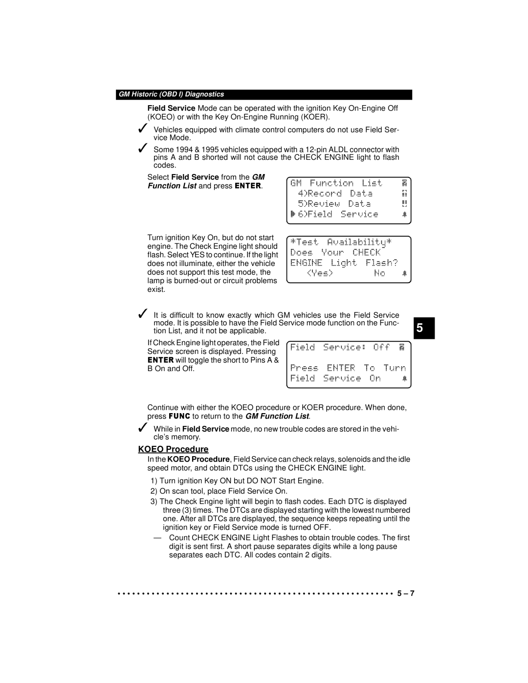 Actron 9640A manual Mode. It is possible to have the Field Service mode funct 